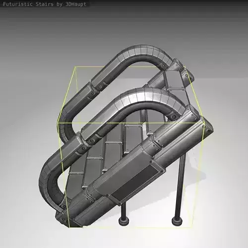 Futuristic Stairs - 12 - Basic Textures Low-poly 3D model
