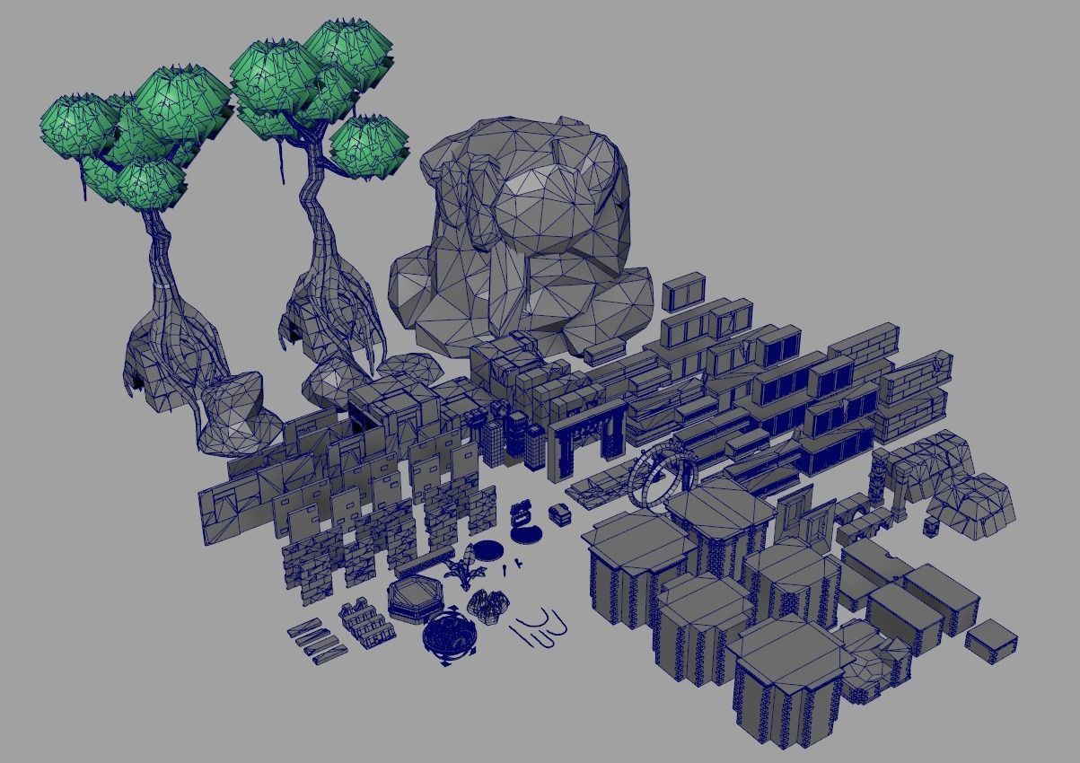 Aztec Temple - Low Poly Asset Pack Low-poly 3D model_12
