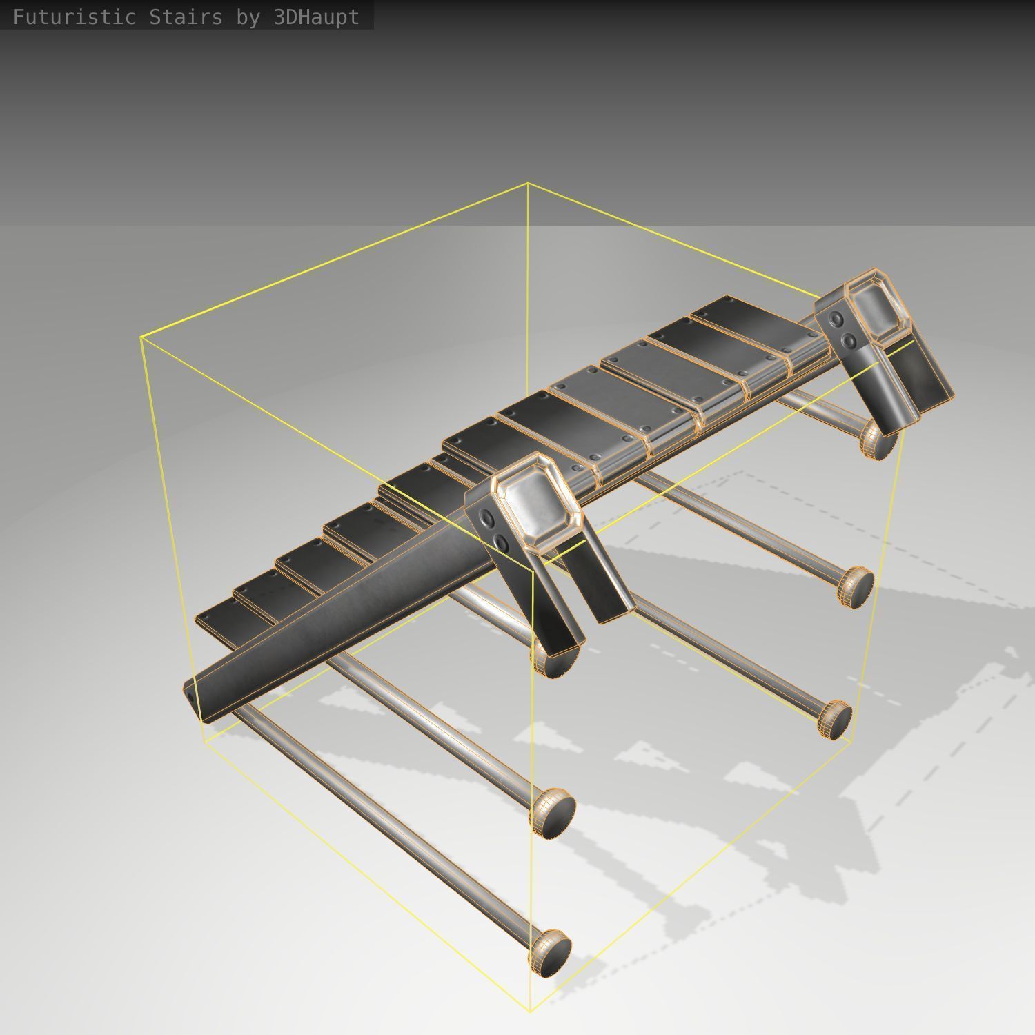 Futuristic Stairs - 13 - Basic Textures Low-poly 3D model_1