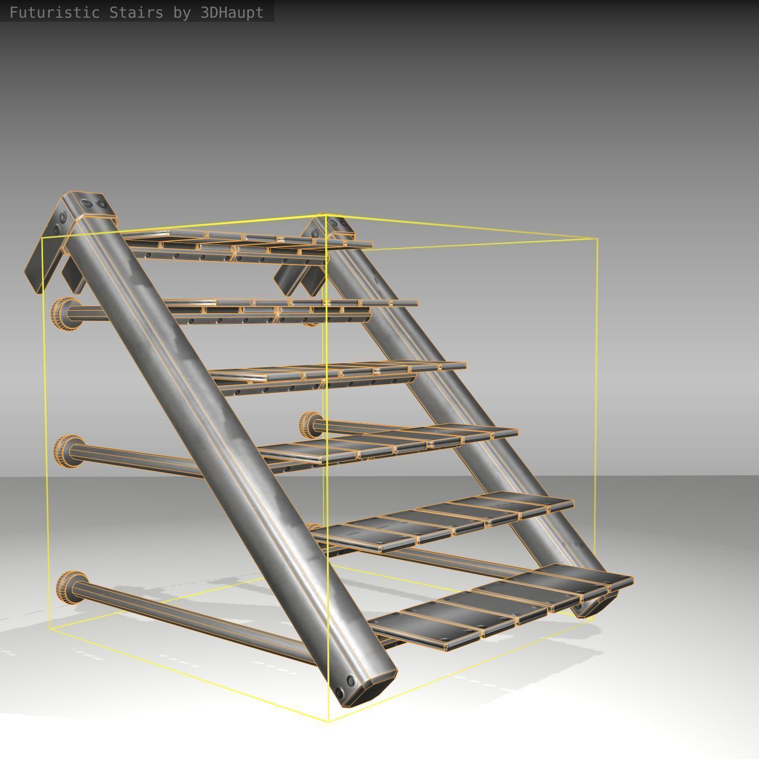 Futuristic Stairs - 13 - Basic Textures Low-poly 3D model_12