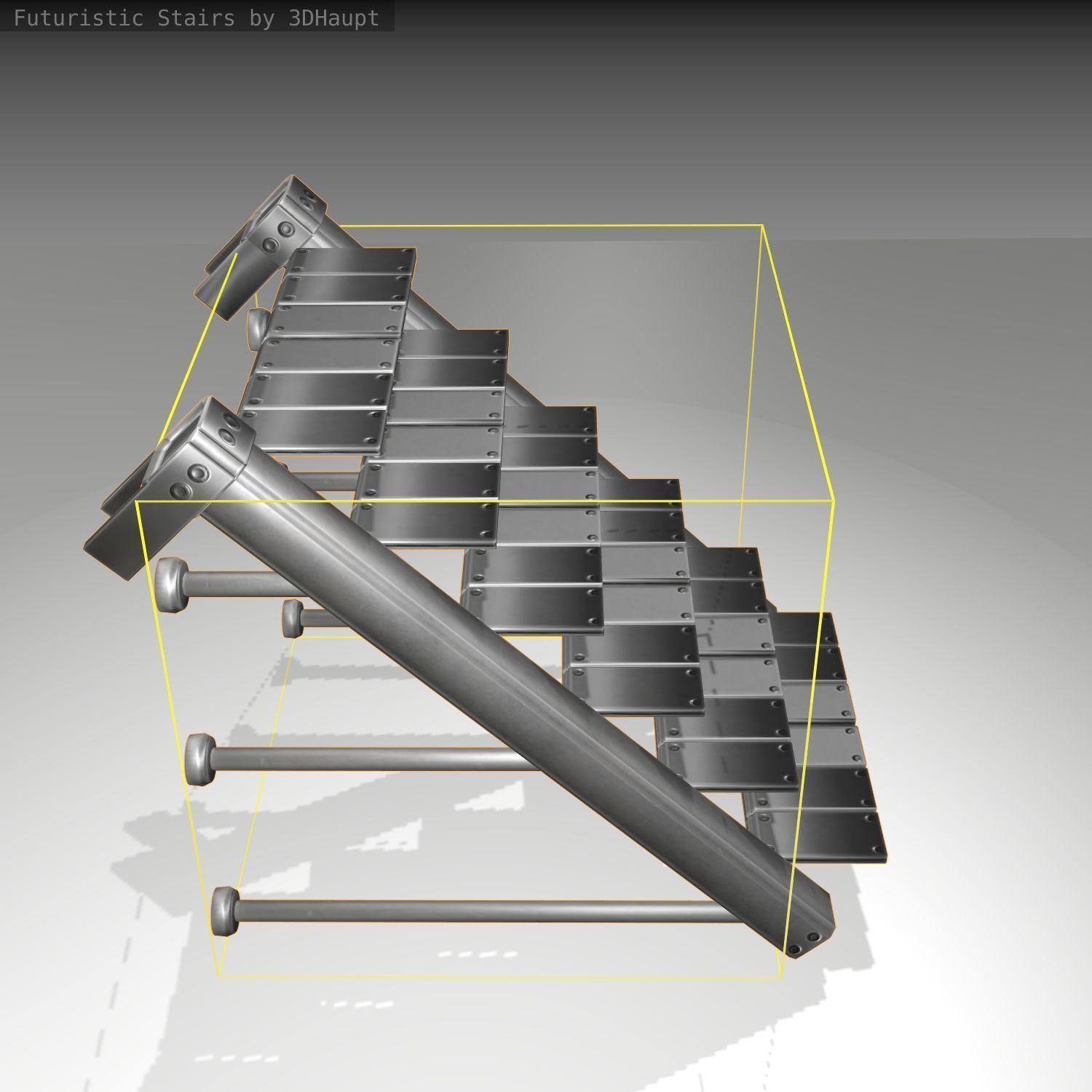 Futuristic Stairs - 13 - Basic Textures Low-poly 3D model_4
