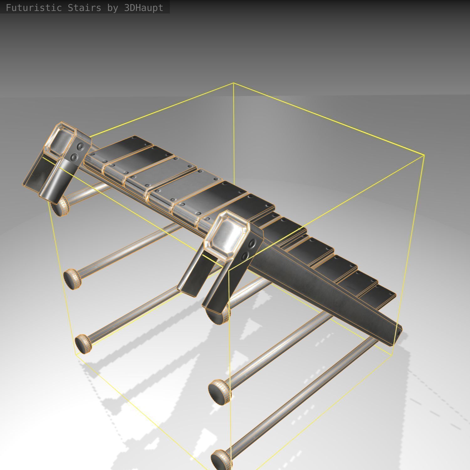 Futuristic Stairs - 13 - Basic Textures Low-poly 3D model_3