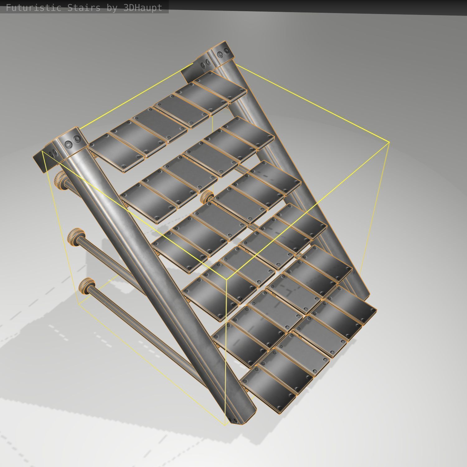 Futuristic Stairs - 13 - Basic Textures Low-poly 3D model_18