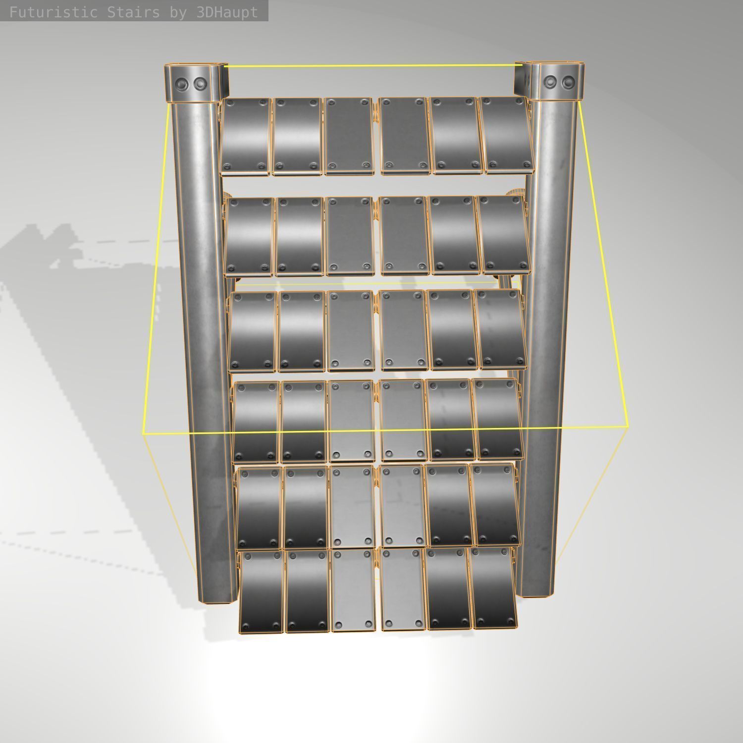Futuristic Stairs - 13 - Basic Textures Low-poly 3D model_14