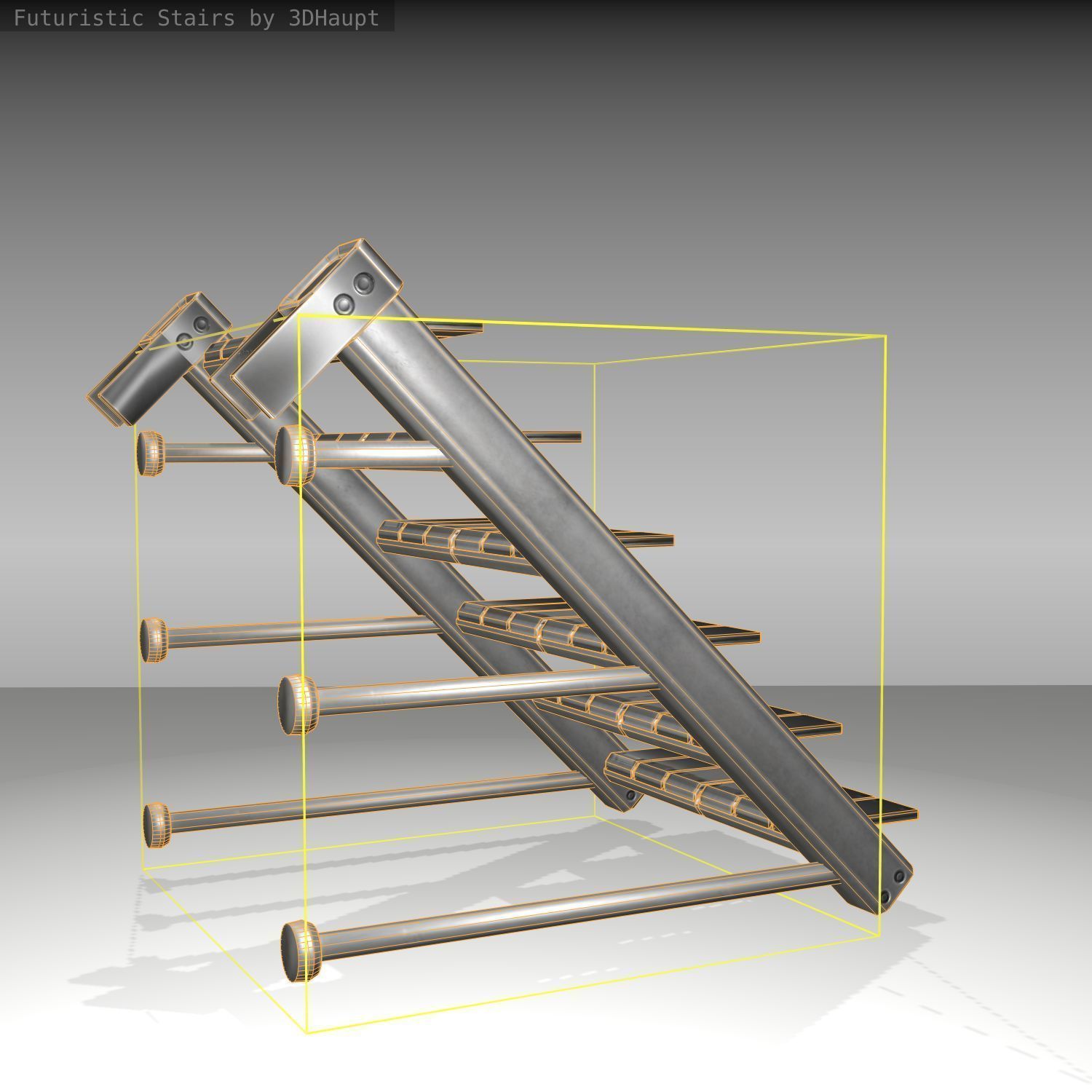 Futuristic Stairs - 13 - Basic Textures Low-poly 3D model_11