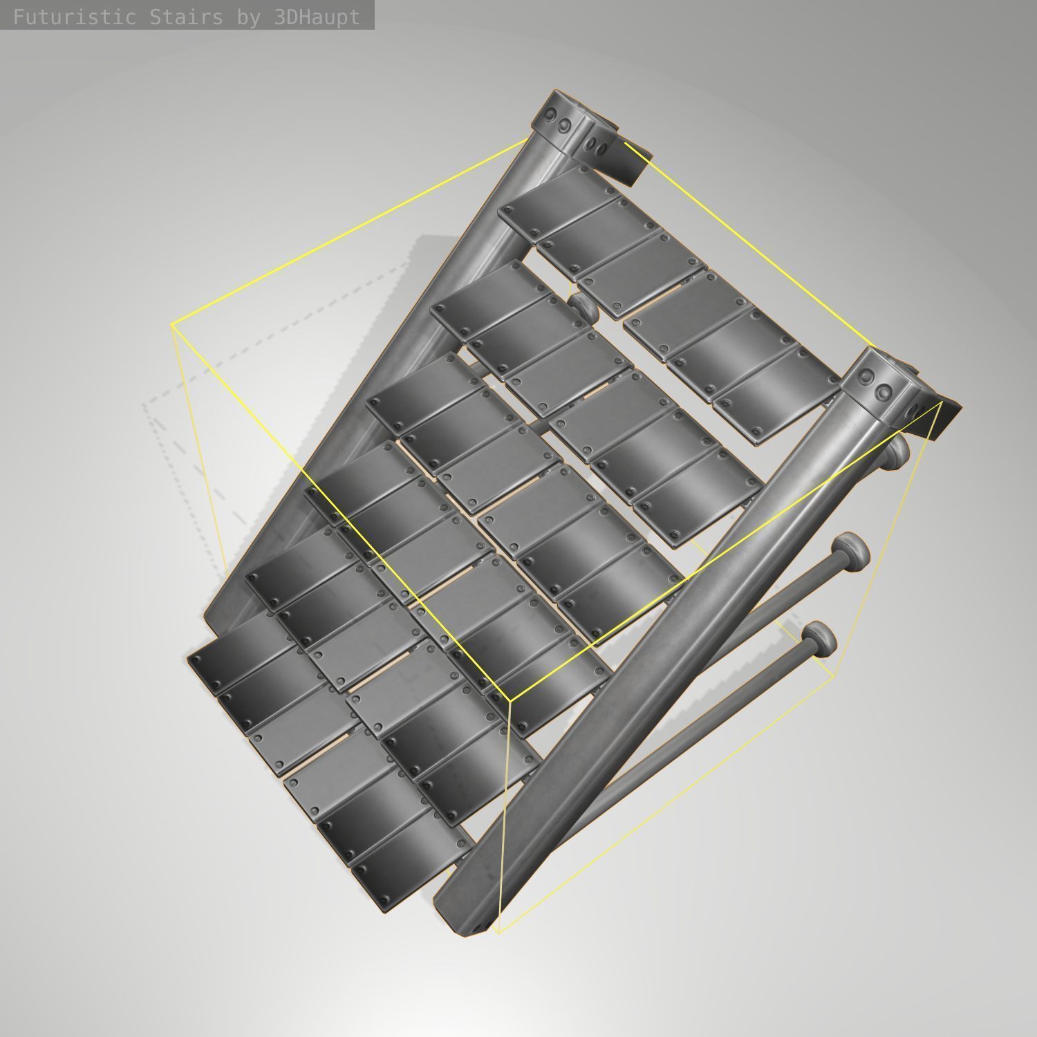 Futuristic Stairs - 13 - Basic Textures Low-poly 3D model_15