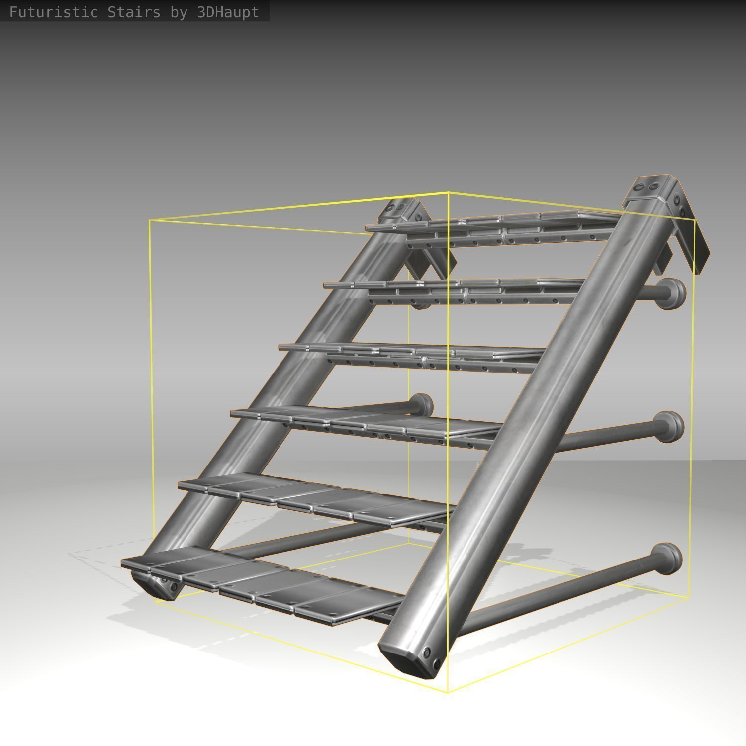 Futuristic Stairs - 13 - Basic Textures Low-poly 3D model_8