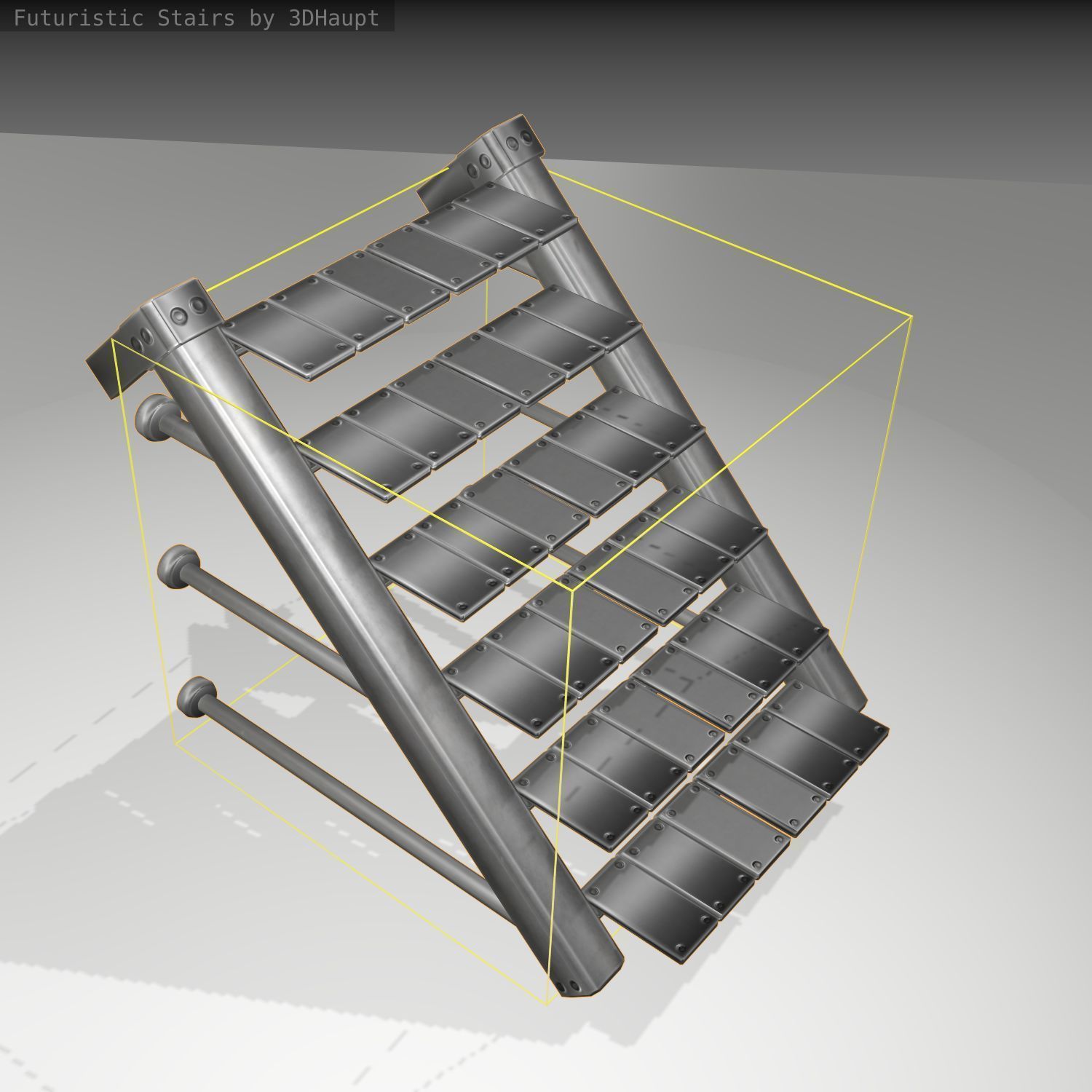 Futuristic Stairs - 13 - Basic Textures Low-poly 3D model_19