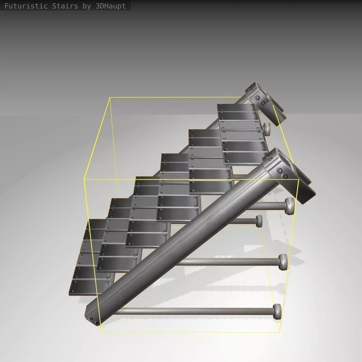 Futuristic Stairs - 13 - Basic Textures Low-poly 3D model_0