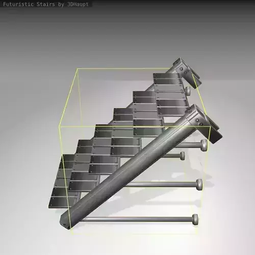 Futuristic Stairs - 13 - Basic Textures Low-poly 3D model