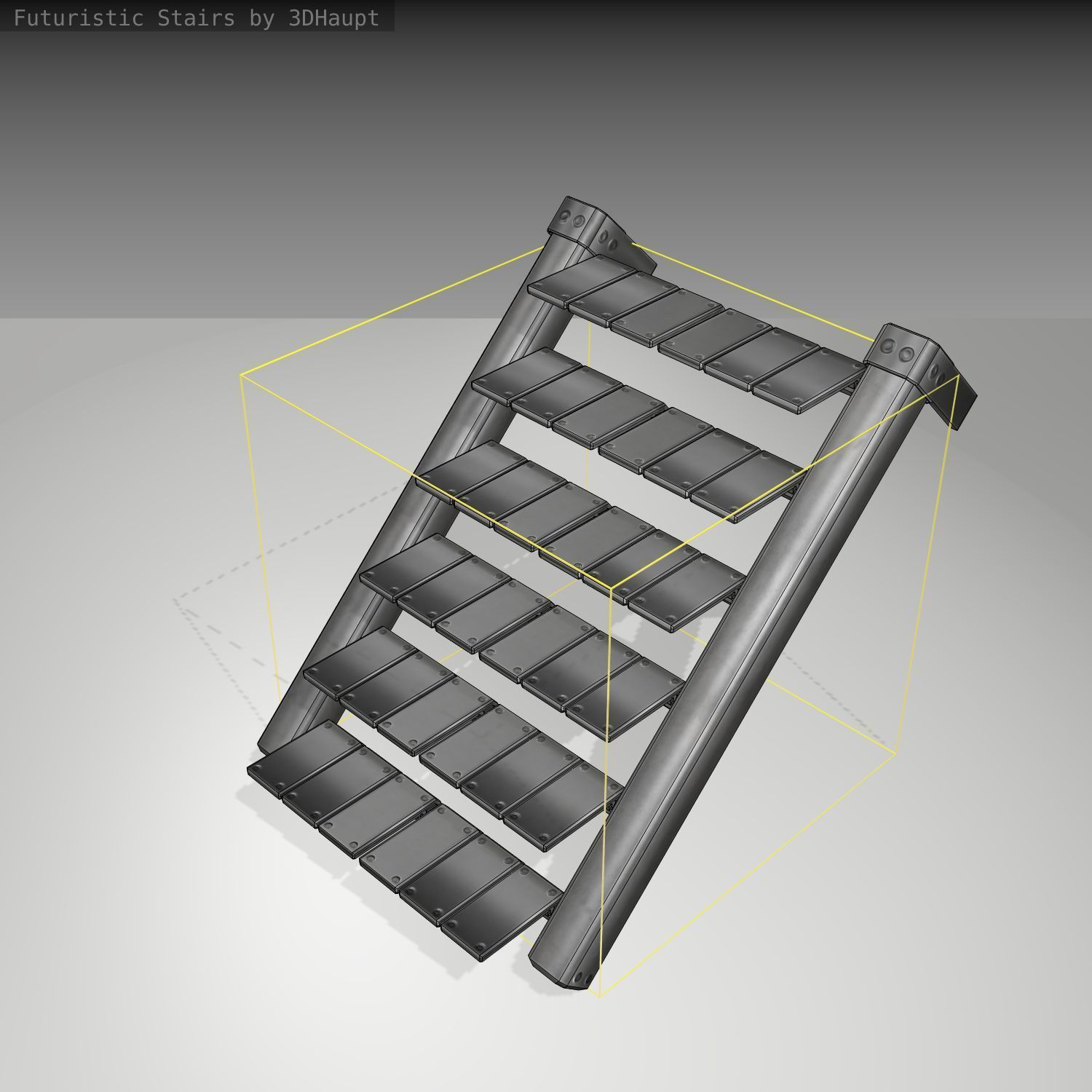 Futuristic Stairs - 13 - Basic Textures Low-poly 3D model_24