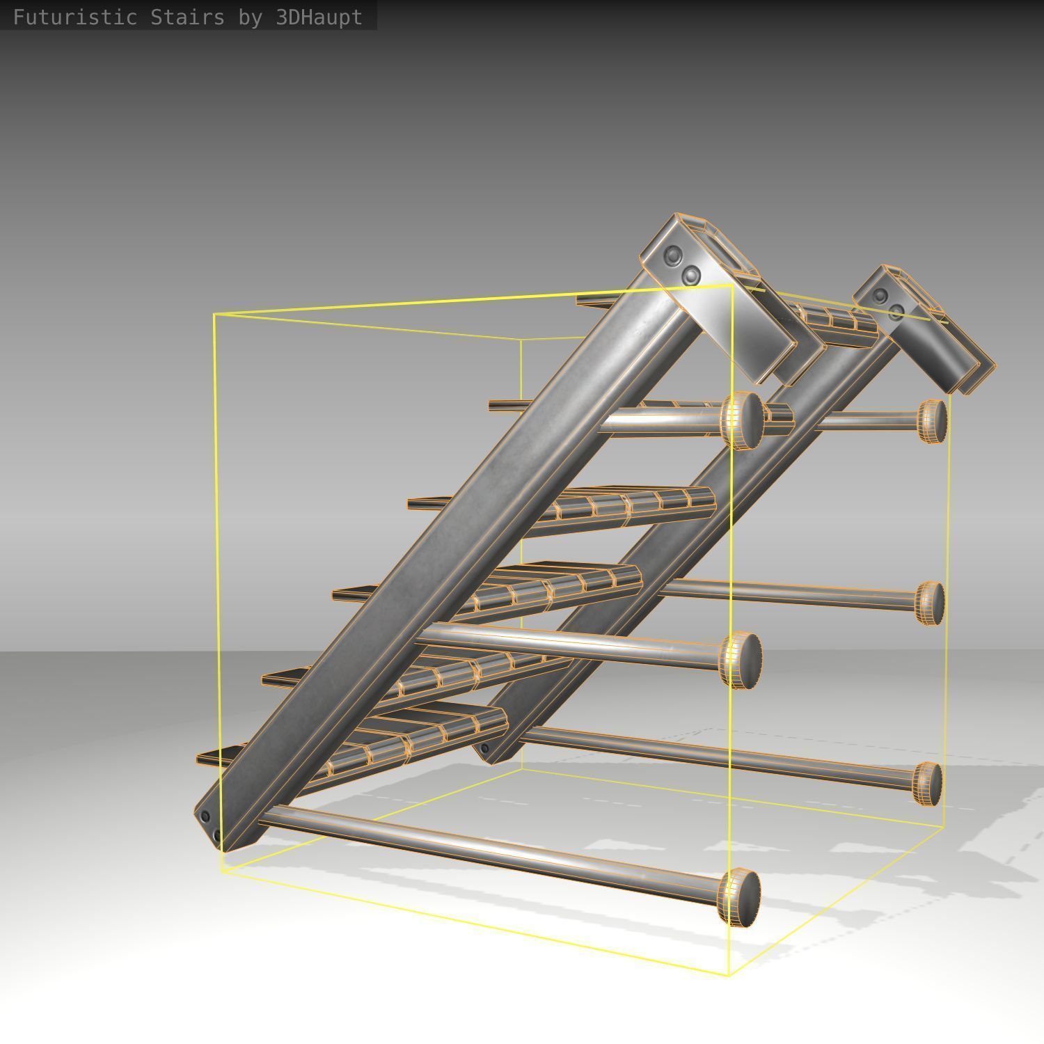 Futuristic Stairs - 13 - Basic Textures Low-poly 3D model_9