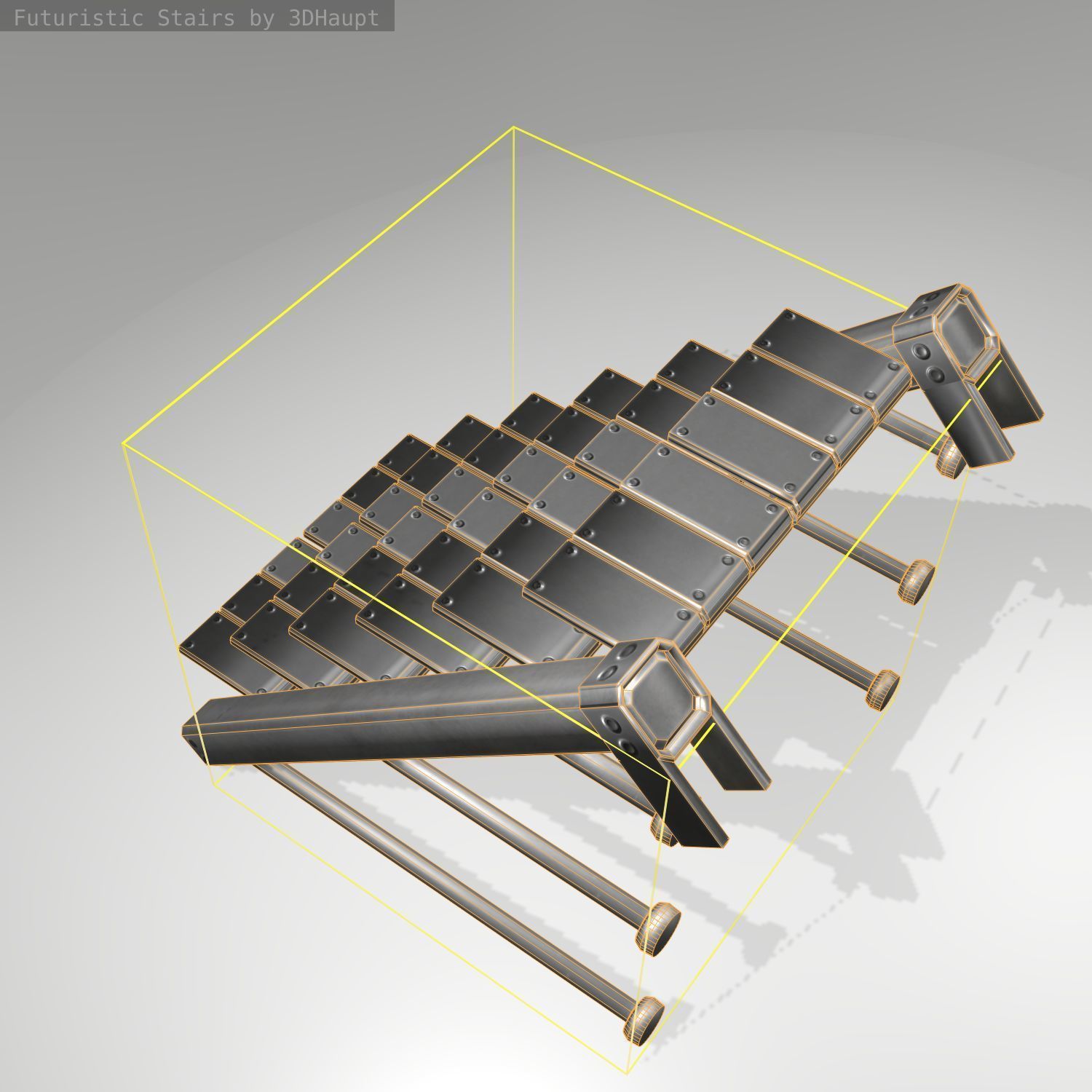Futuristic Stairs - 13 - Basic Textures Low-poly 3D model_16