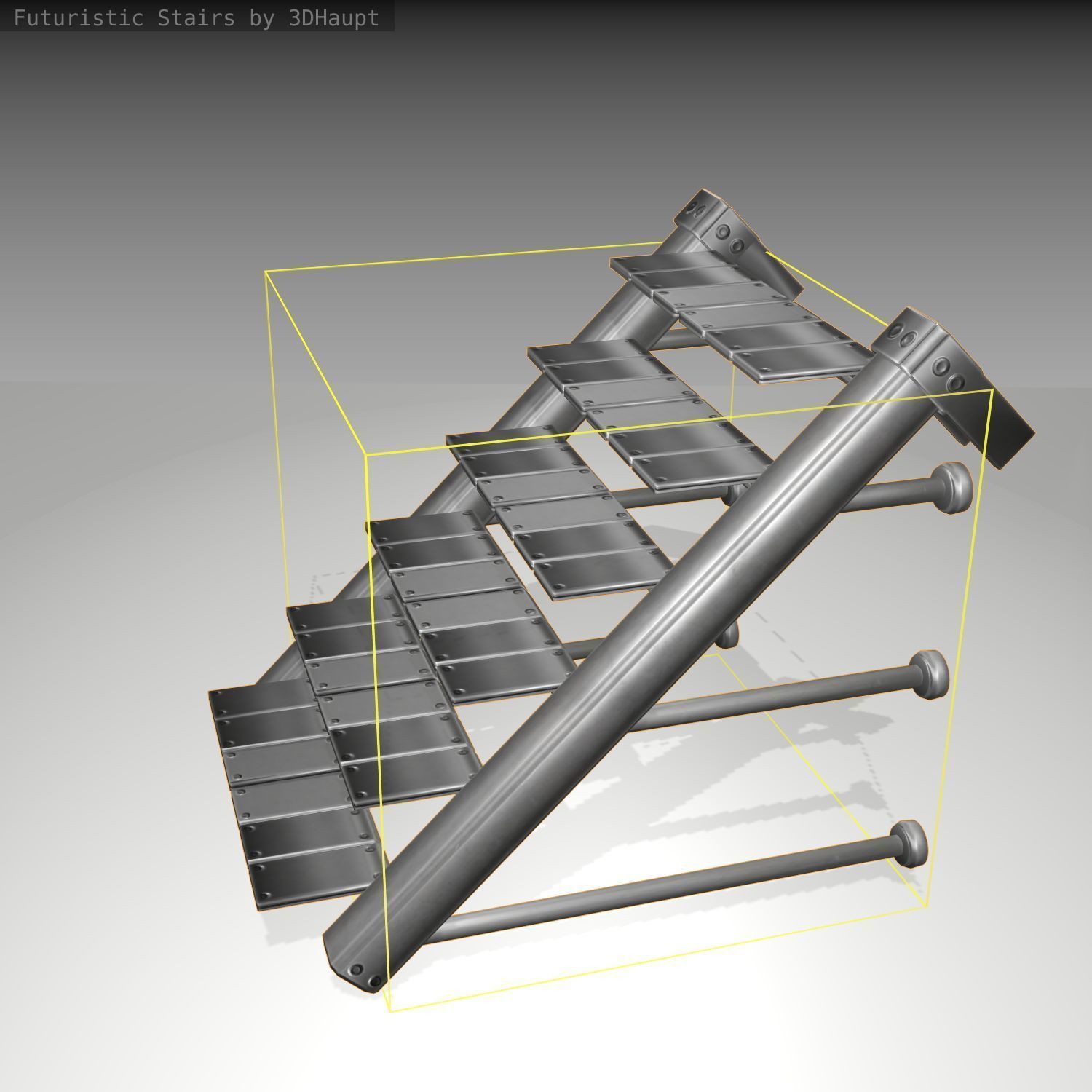 Futuristic Stairs - 13 - Basic Textures Low-poly 3D model_23