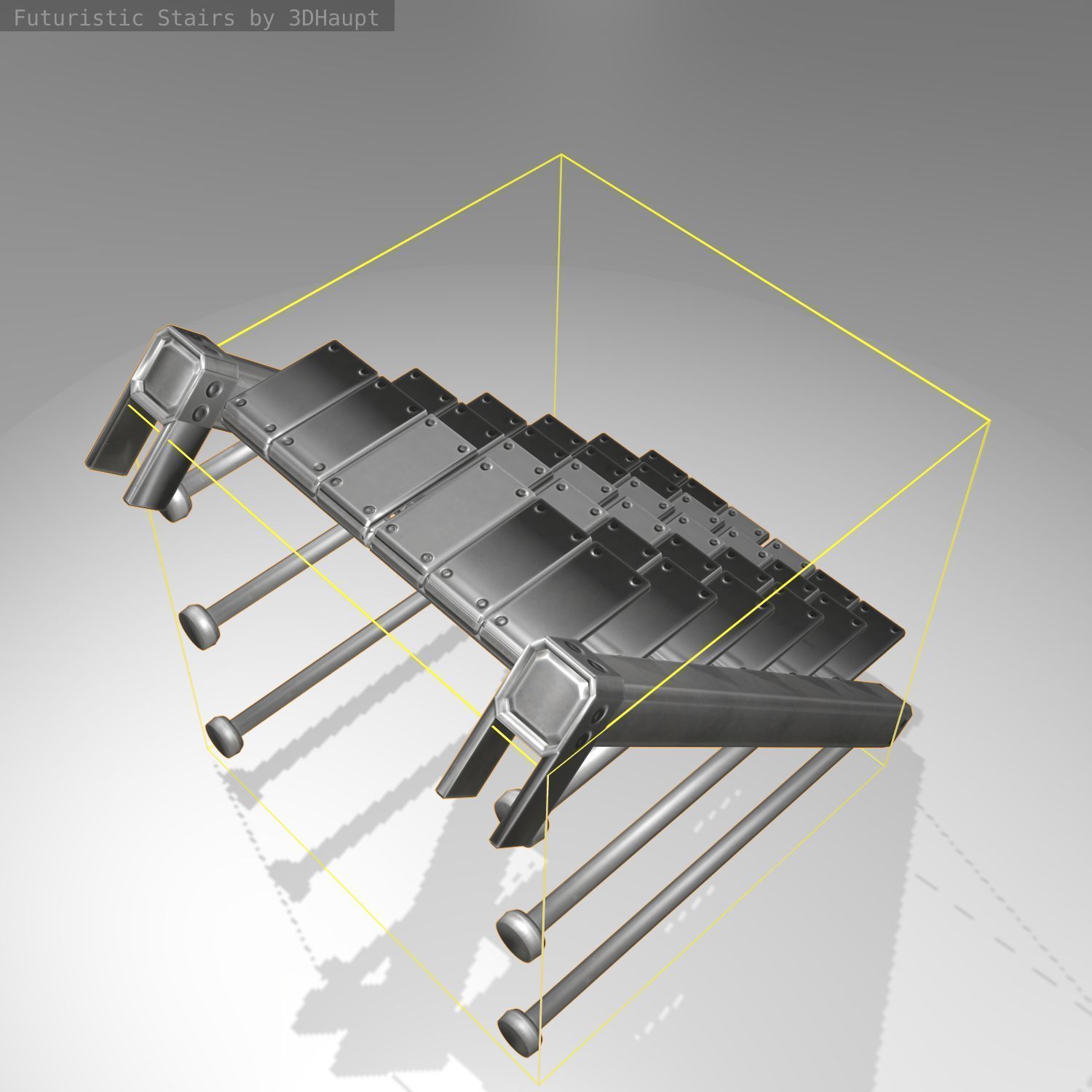 Futuristic Stairs - 13 - Basic Textures Low-poly 3D model_17