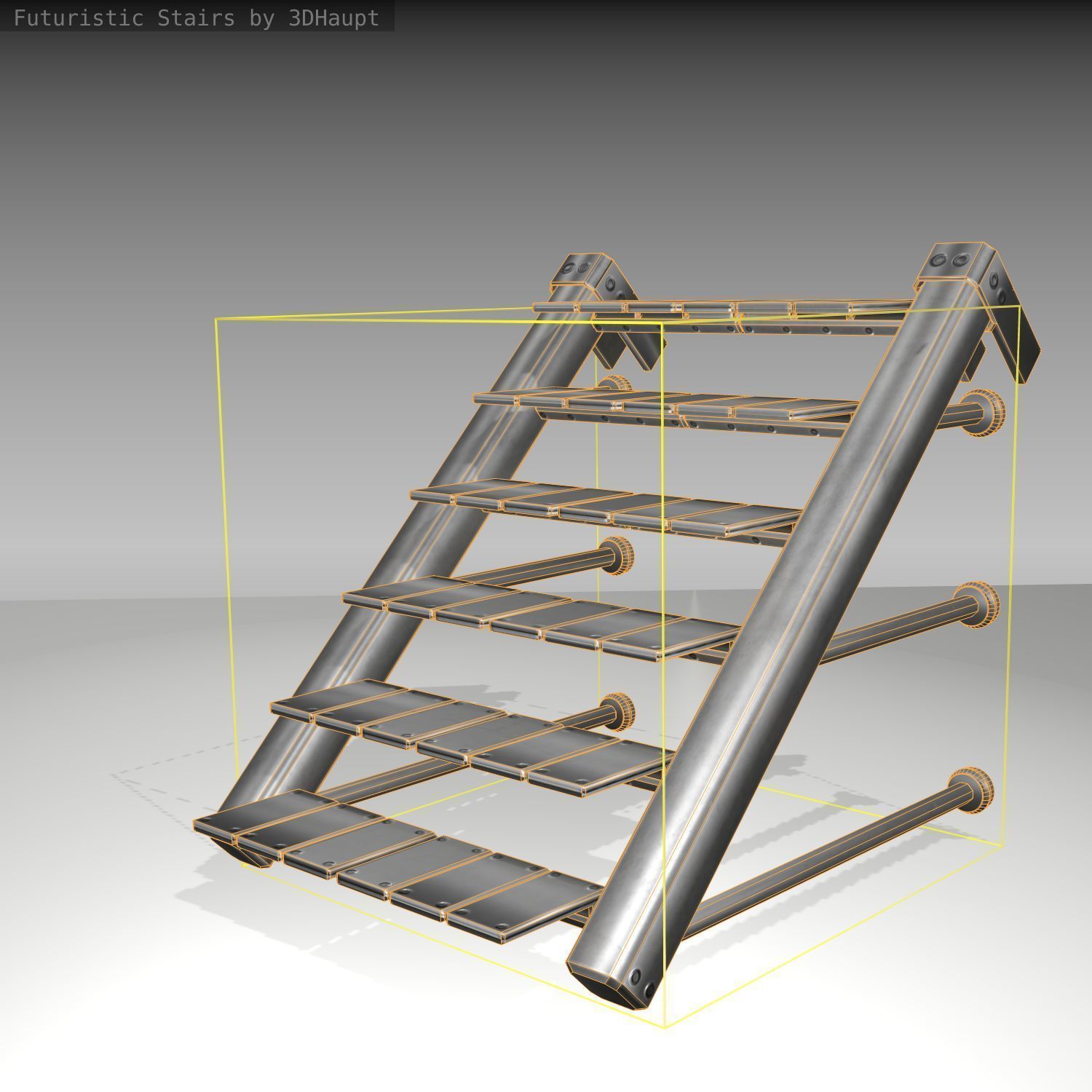Futuristic Stairs - 13 - Basic Textures Low-poly 3D model_22