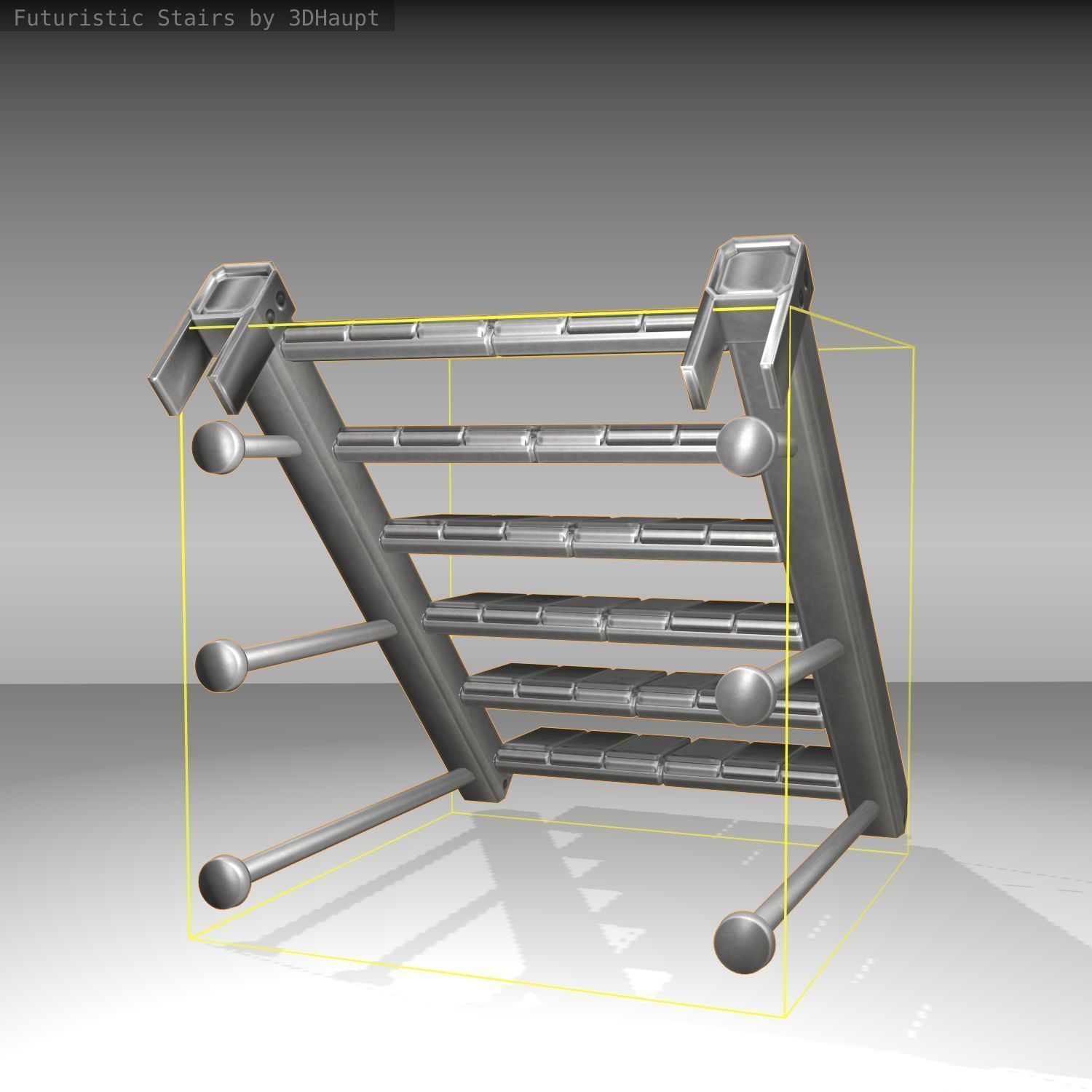 Futuristic Stairs - 13 - Basic Textures Low-poly 3D model_10