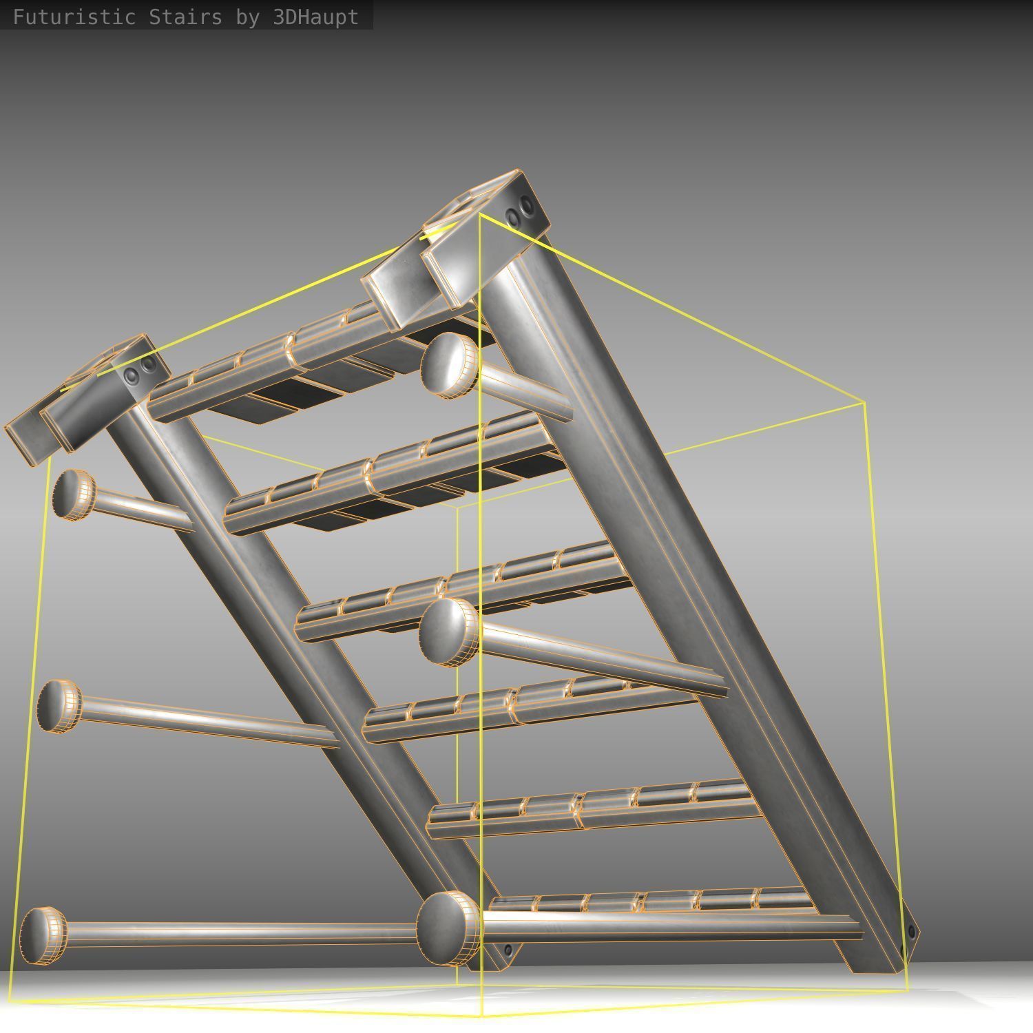 Futuristic Stairs - 13 - Basic Textures Low-poly 3D model_20