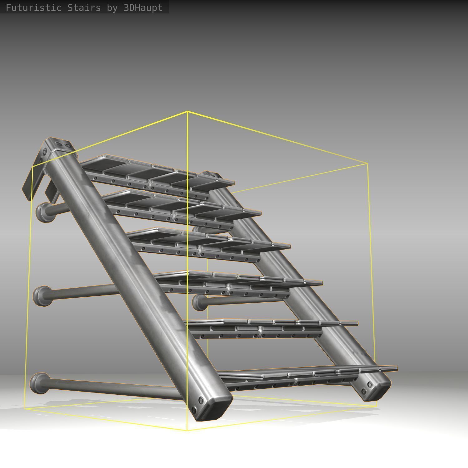 Futuristic Stairs - 13 - Basic Textures Low-poly 3D model_21
