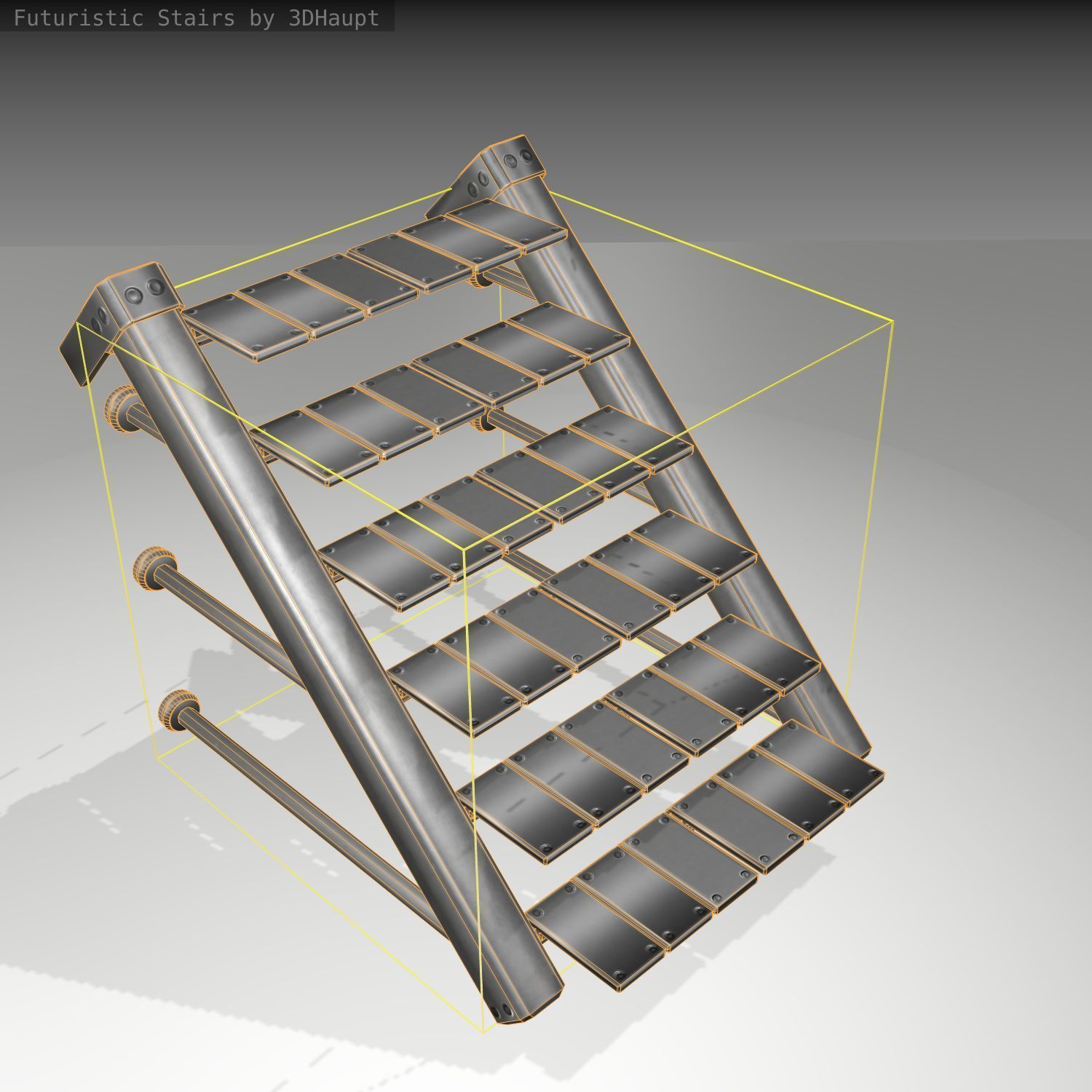 Futuristic Stairs - 13 - Basic Textures Low-poly 3D model_5