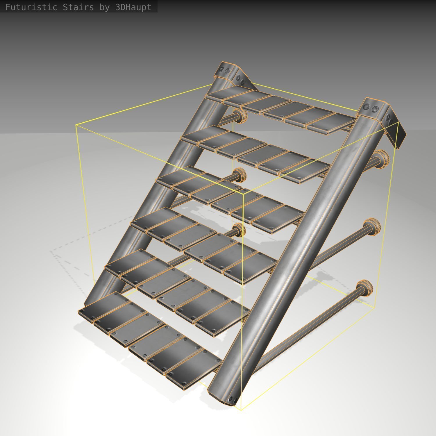 Futuristic Stairs - 13 - Basic Textures Low-poly 3D model_7