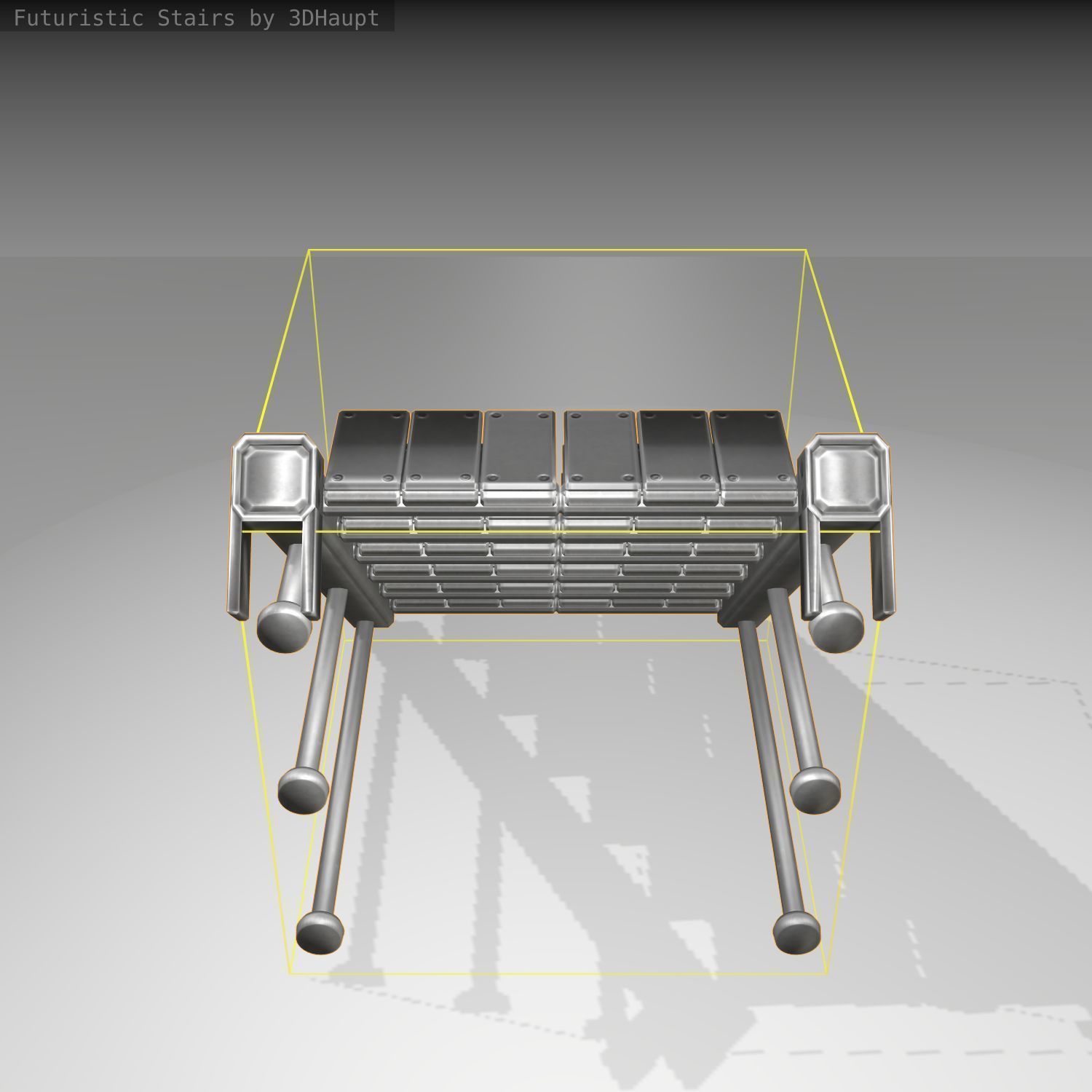 Futuristic Stairs - 13 - Basic Textures Low-poly 3D model_2