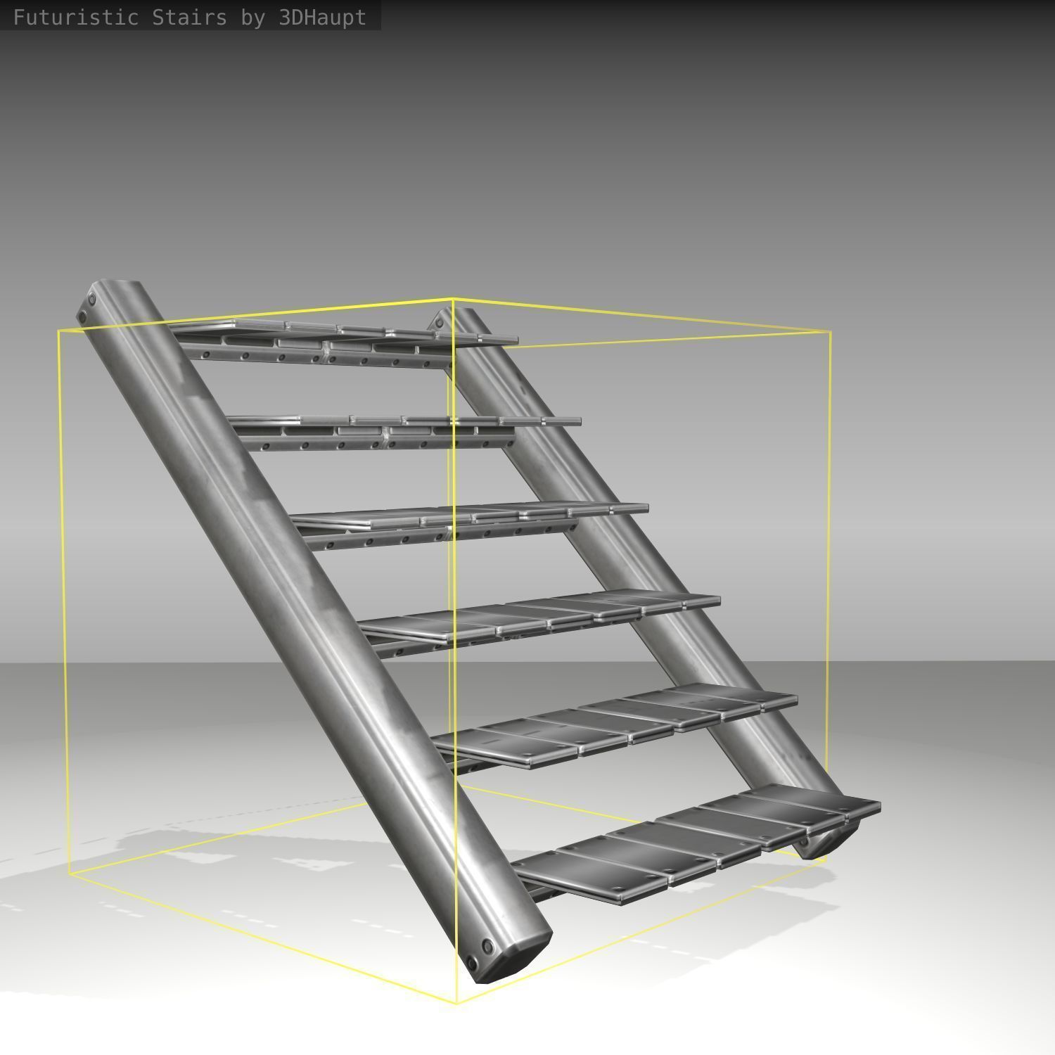 Futuristic Stairs - 15 - Basic Textures Low-poly 3D model_12
