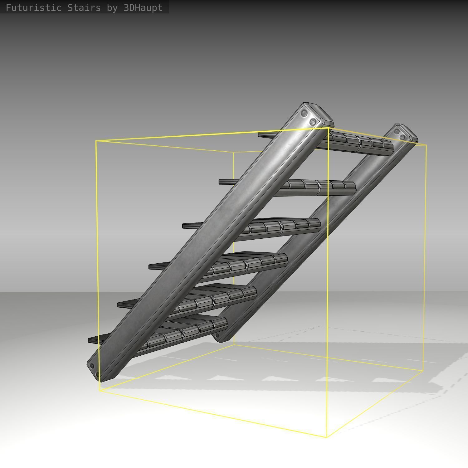 Futuristic Stairs - 15 - Basic Textures Low-poly 3D model_9
