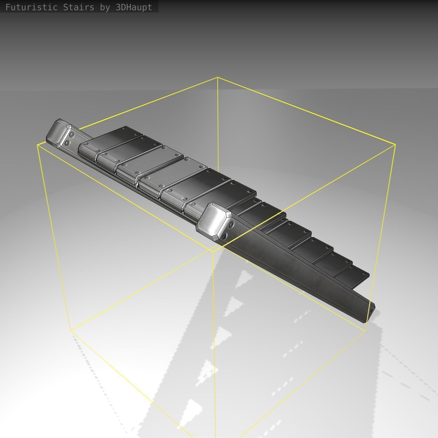 Futuristic Stairs - 15 - Basic Textures Low-poly 3D model_3