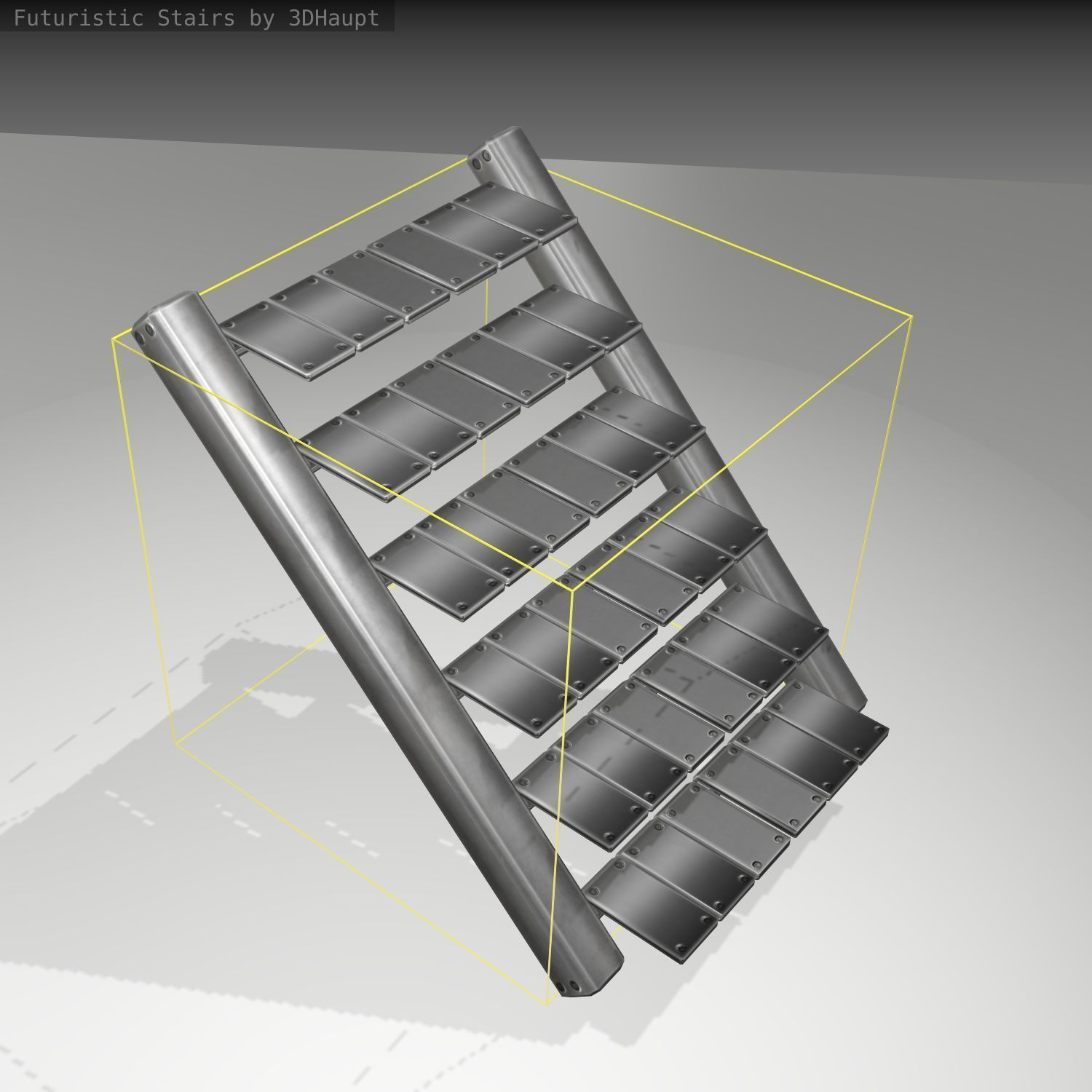 Futuristic Stairs - 15 - Basic Textures Low-poly 3D model_19