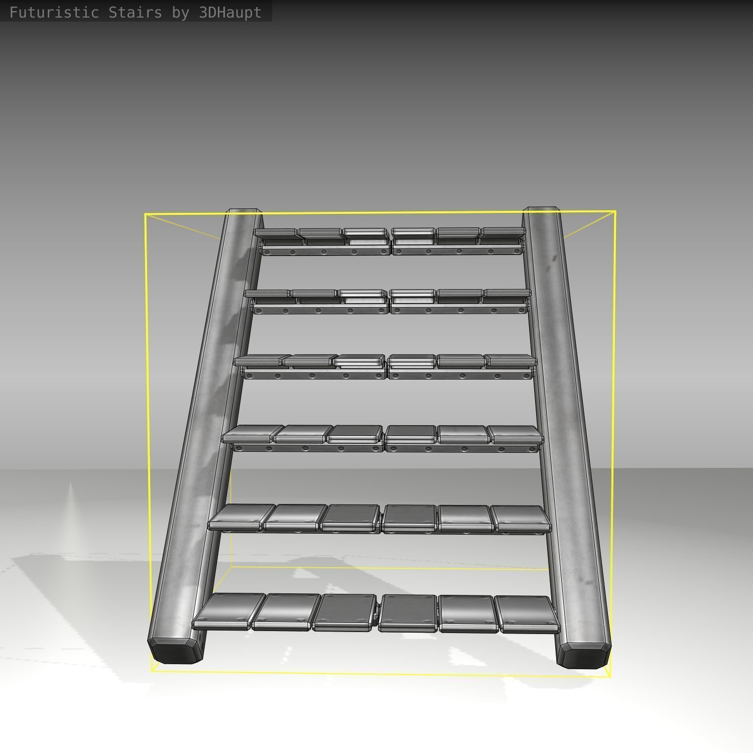 Futuristic Stairs - 15 - Basic Textures Low-poly 3D model_13