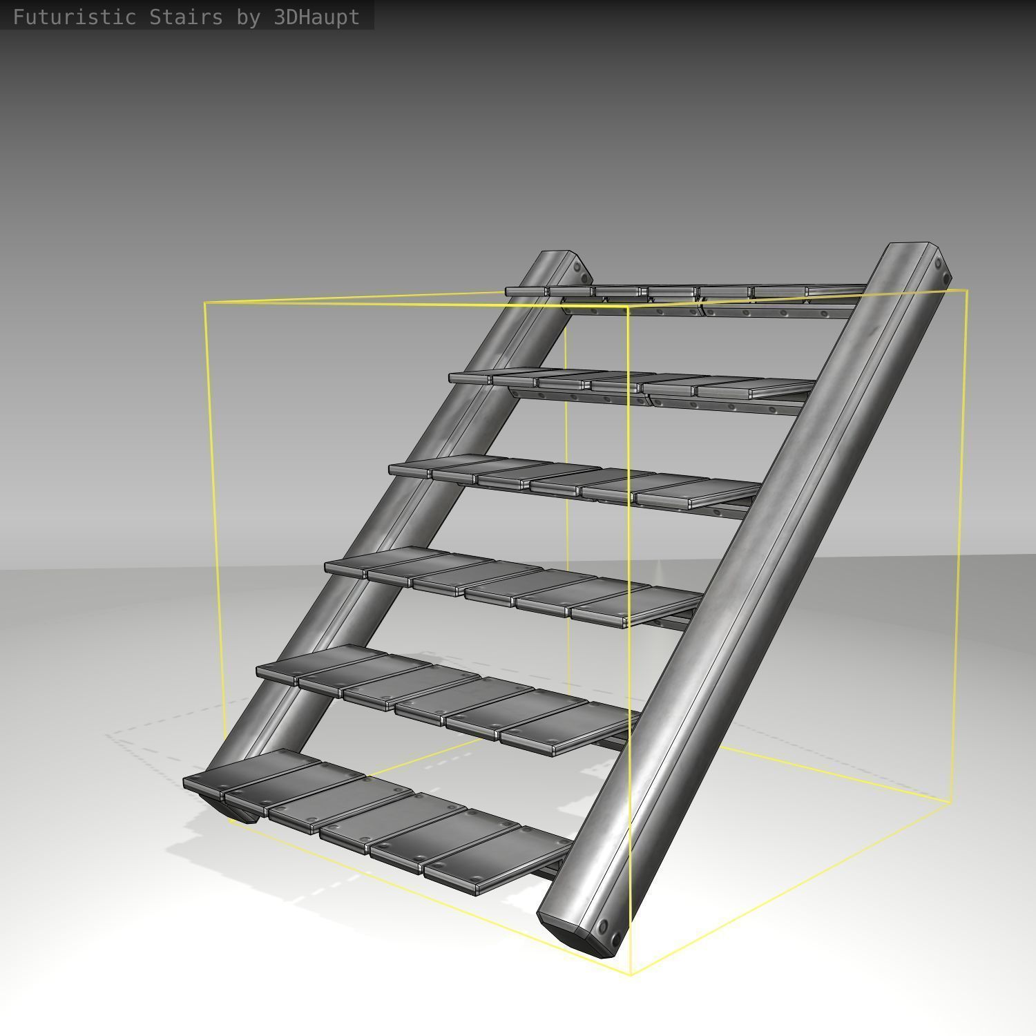 Futuristic Stairs - 15 - Basic Textures Low-poly 3D model_22