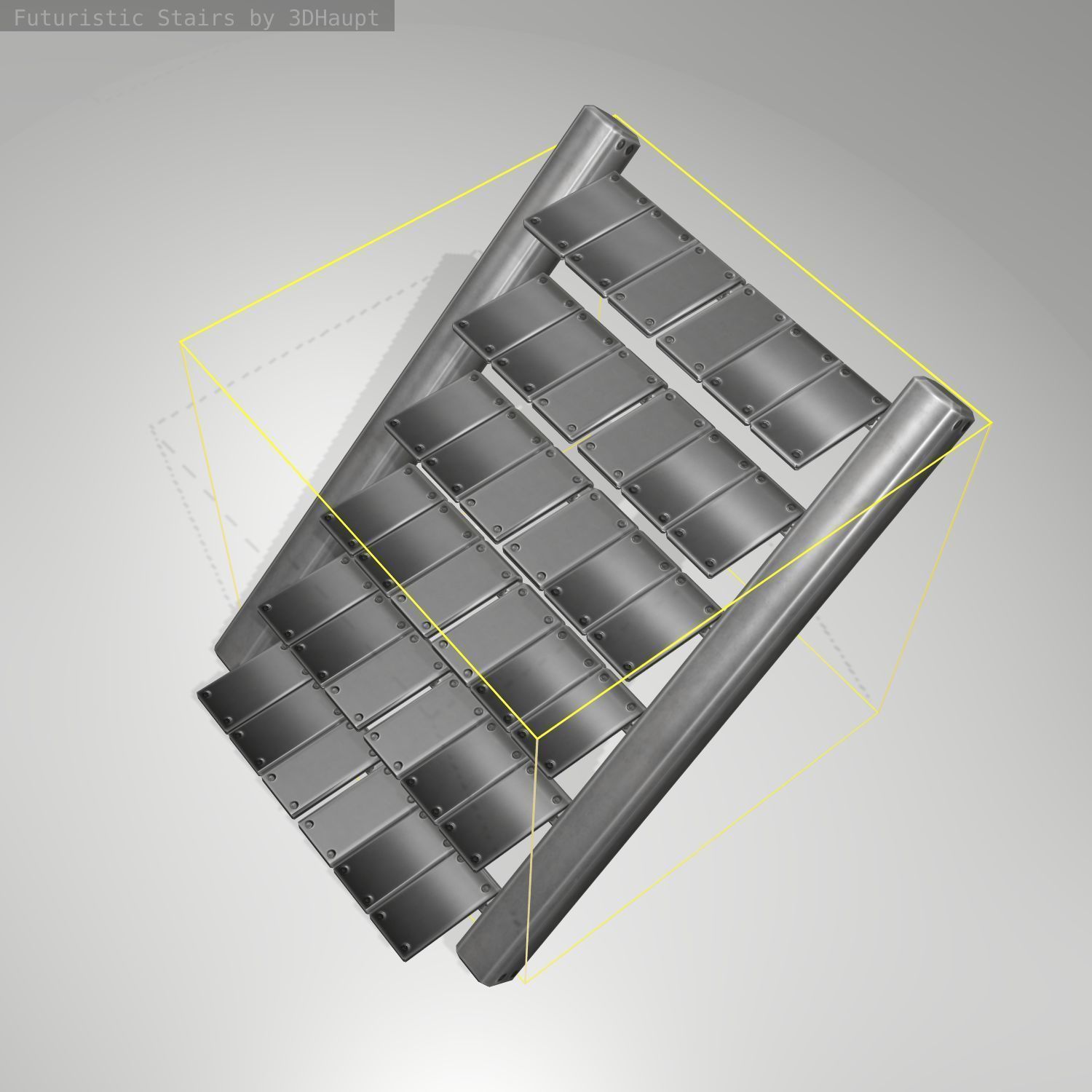 Futuristic Stairs - 15 - Basic Textures Low-poly 3D model_15
