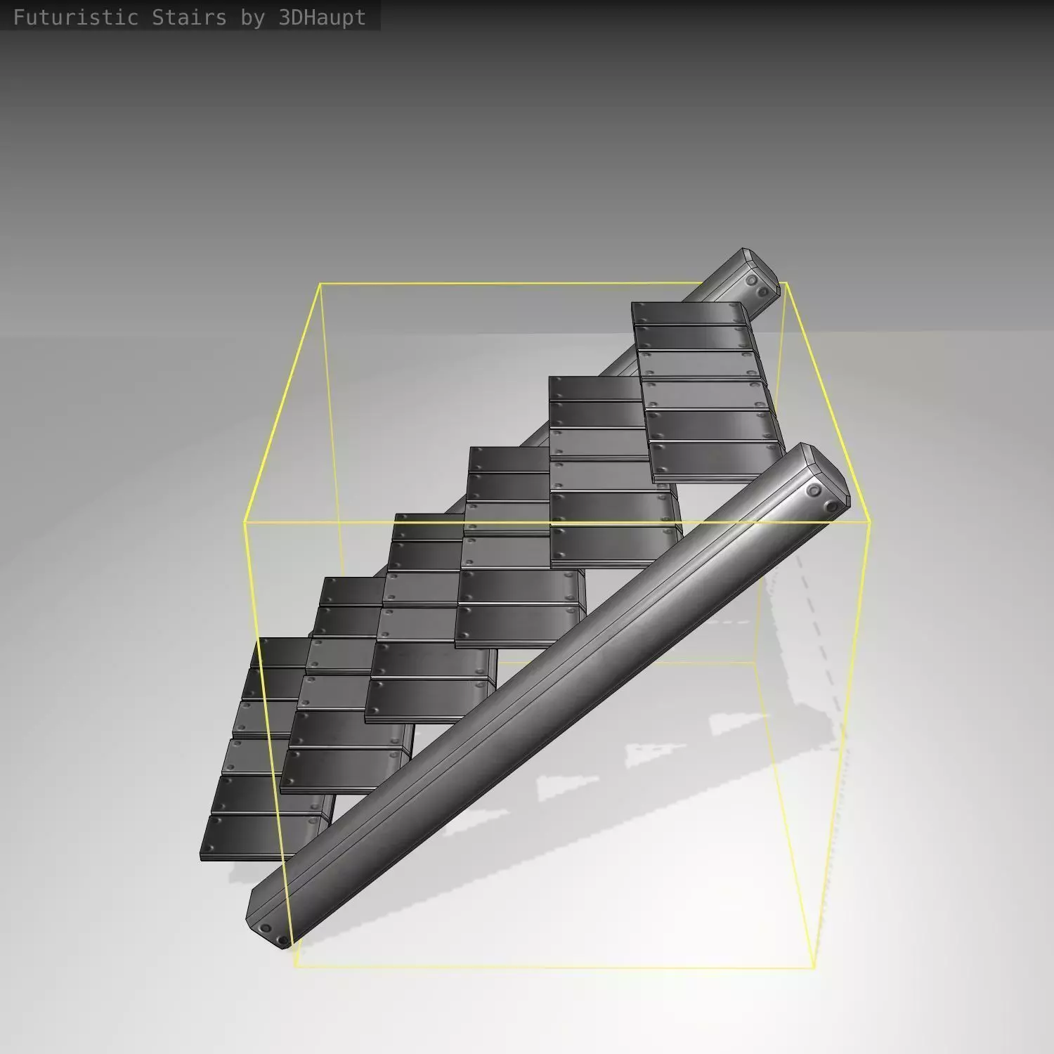 Futuristic Stairs - 15 - Basic Textures Low-poly 3D model_0