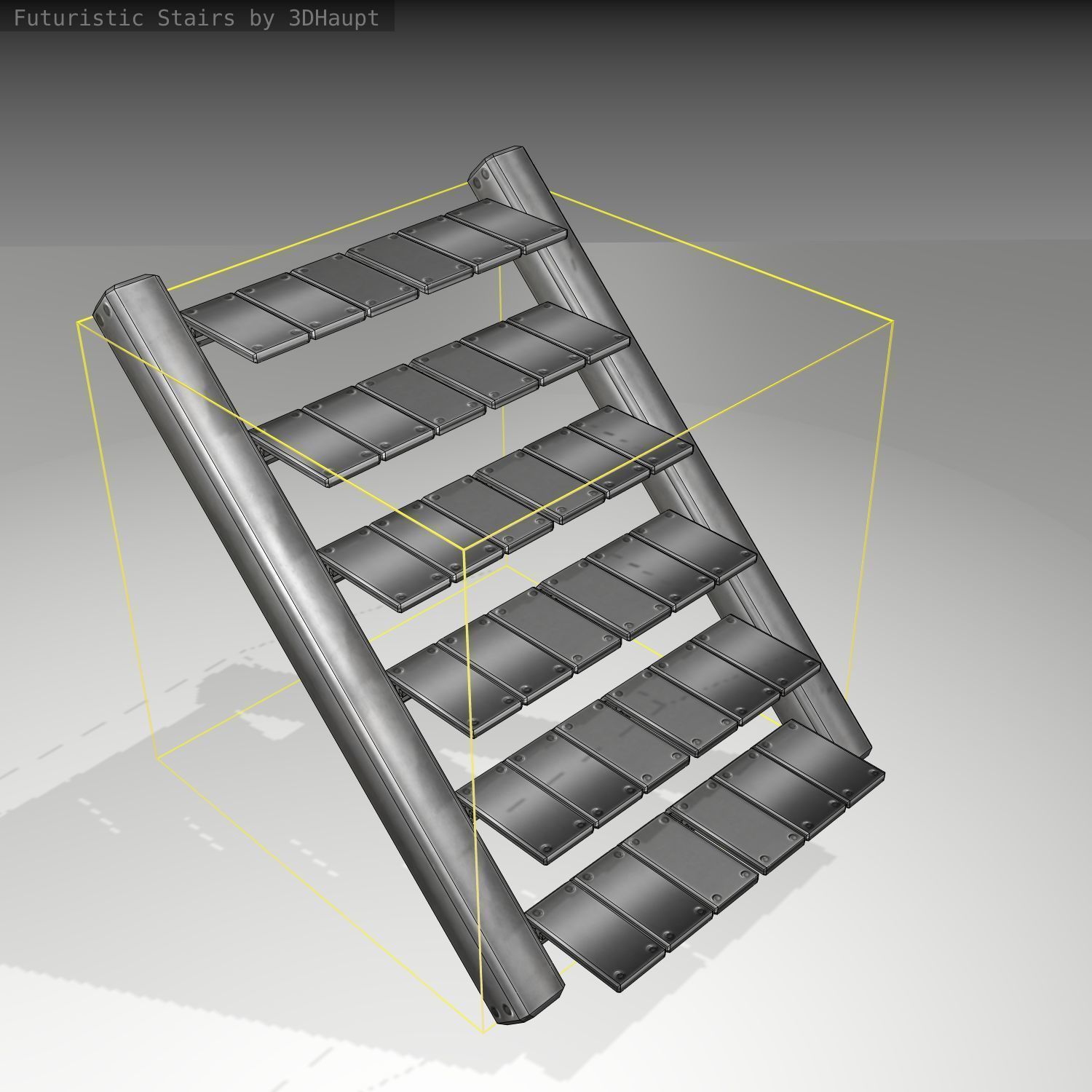 Futuristic Stairs - 15 - Basic Textures Low-poly 3D model_5