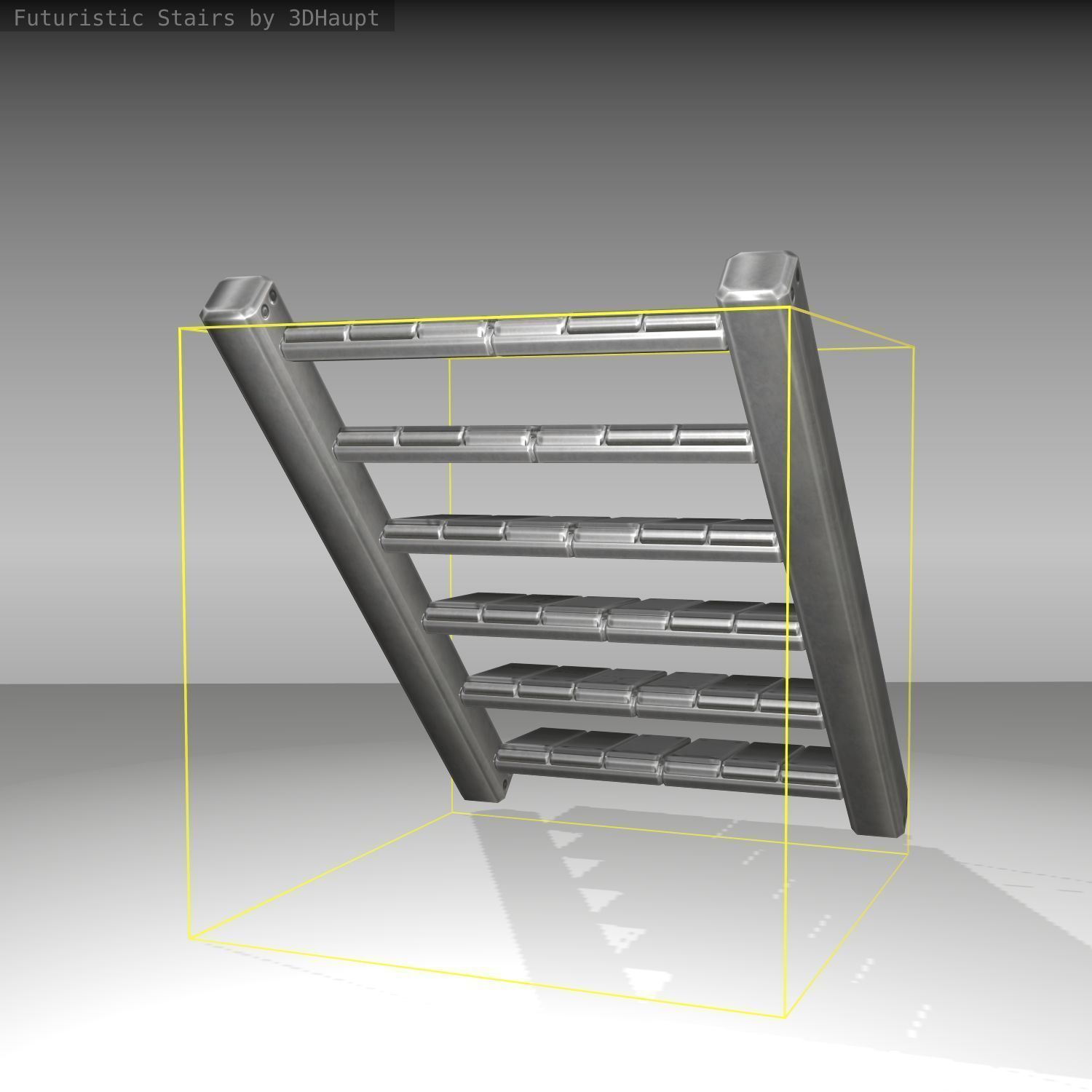 Futuristic Stairs - 15 - Basic Textures Low-poly 3D model_10