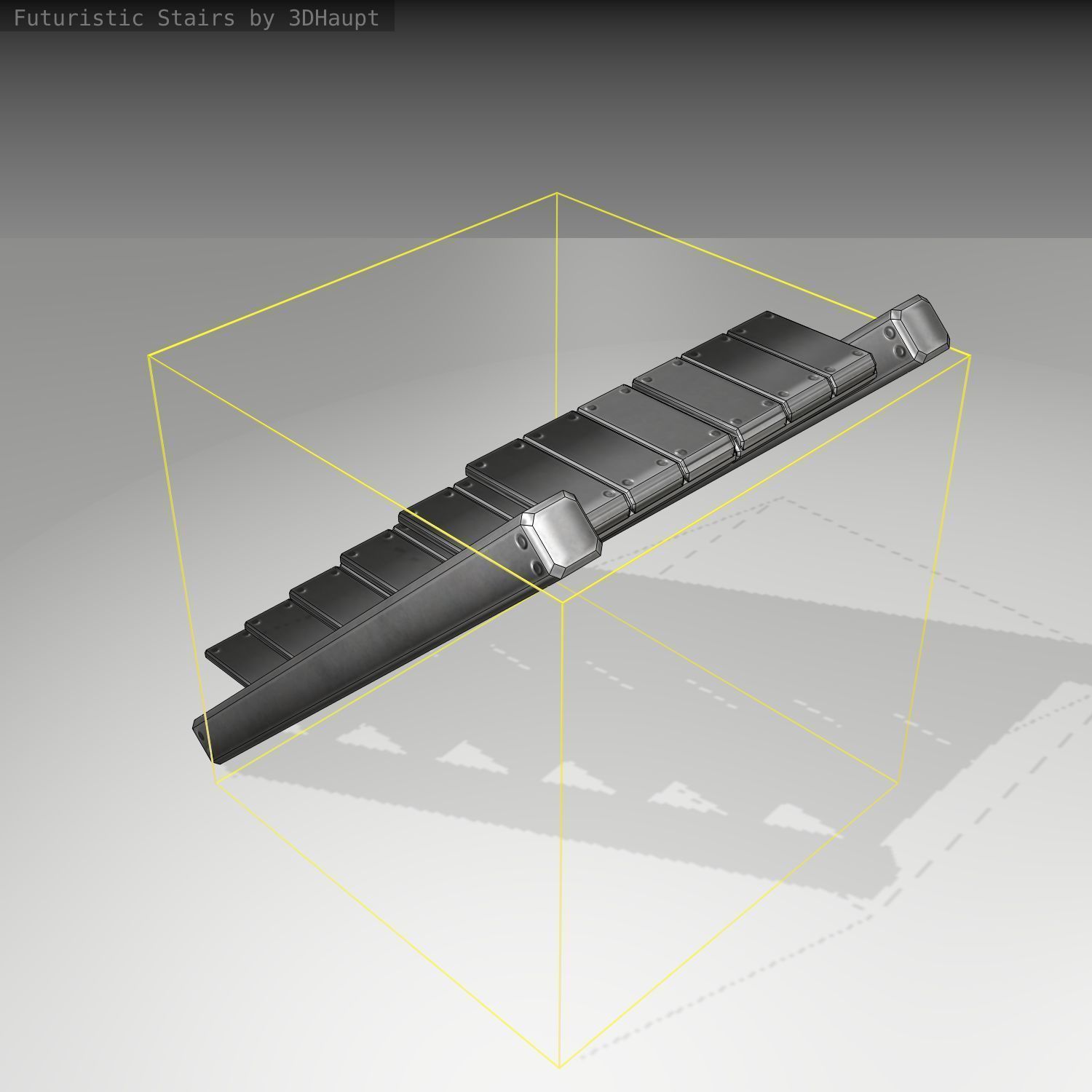 Futuristic Stairs - 15 - Basic Textures Low-poly 3D model_1