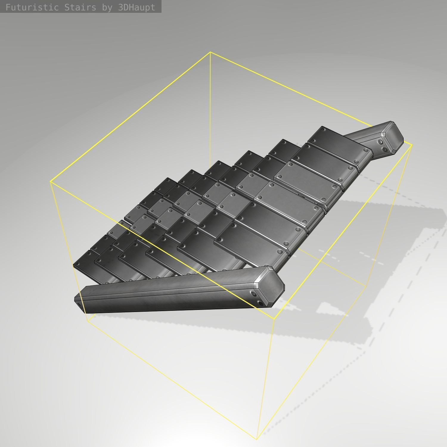 Futuristic Stairs - 15 - Basic Textures Low-poly 3D model_16