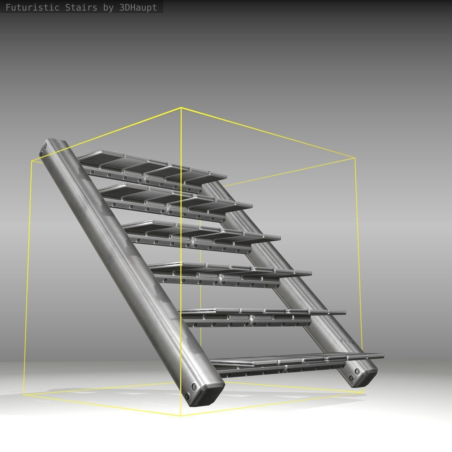 Futuristic Stairs - 15 - Basic Textures Low-poly 3D model_21
