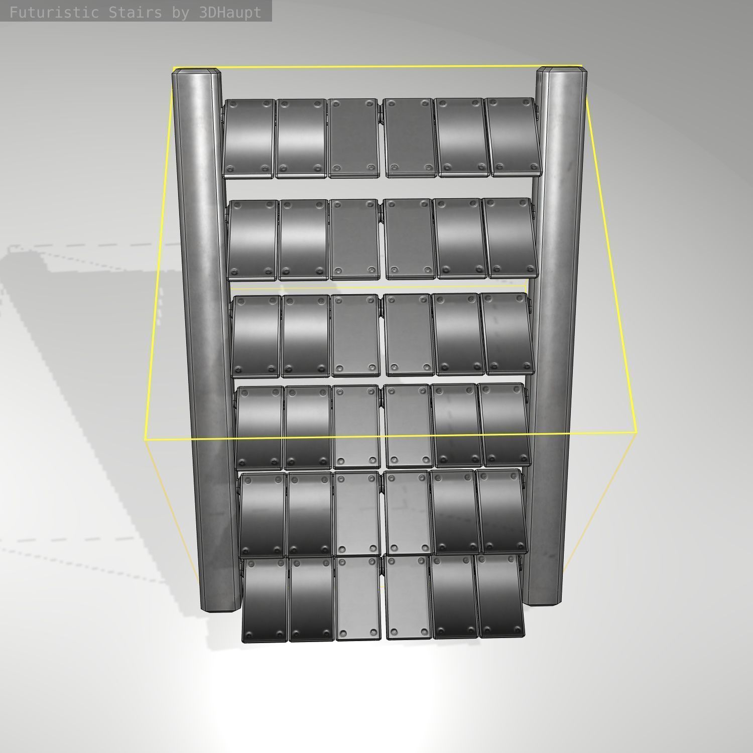 Futuristic Stairs - 15 - Basic Textures Low-poly 3D model_14