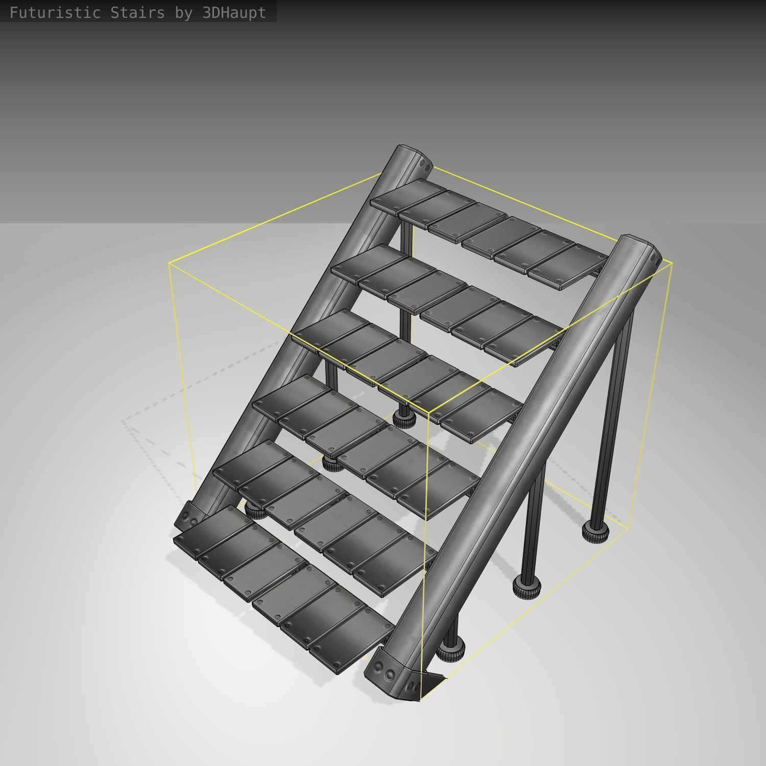 Futuristic Stairs - 15 - Basic Textures Low-poly 3D model_24