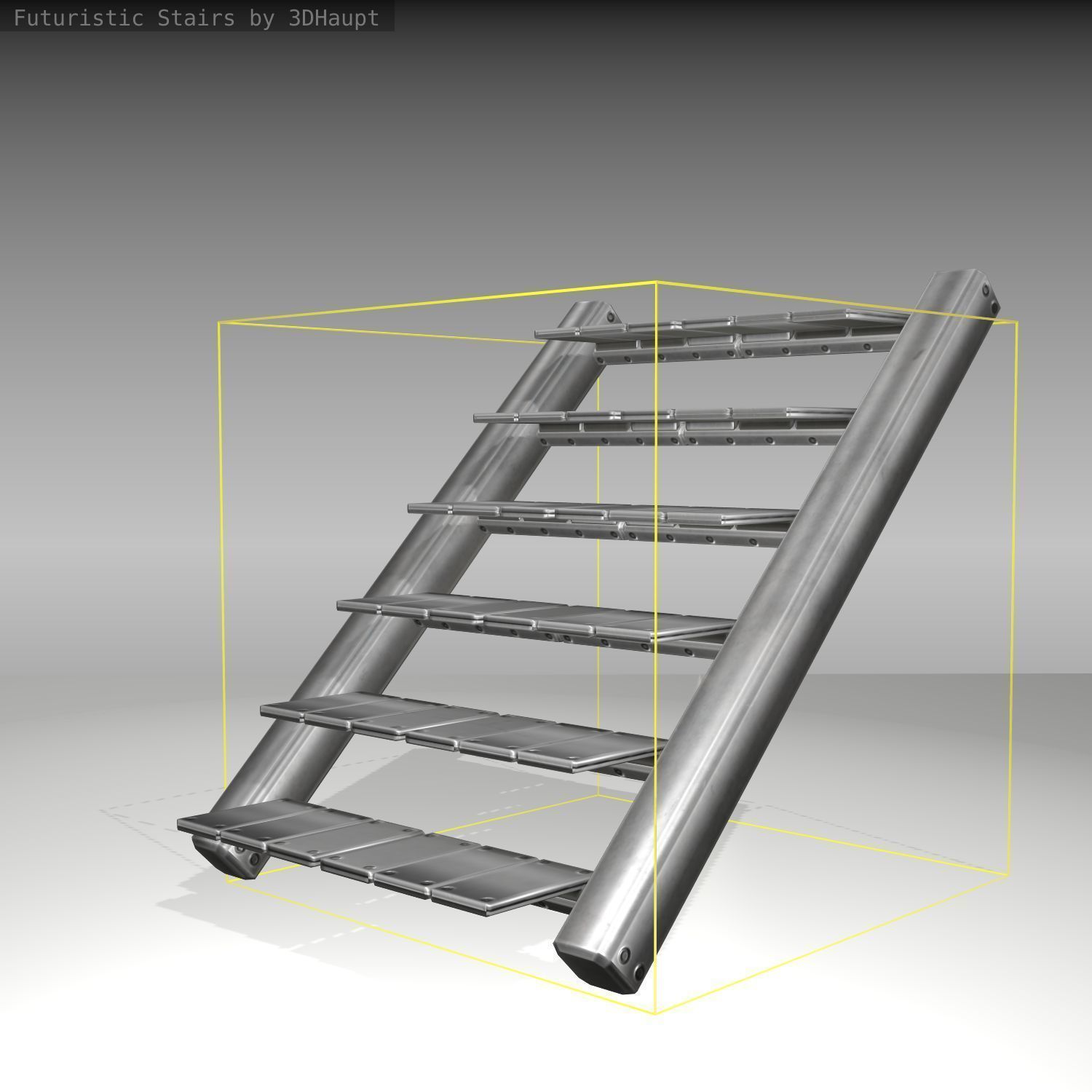 Futuristic Stairs - 15 - Basic Textures Low-poly 3D model_8