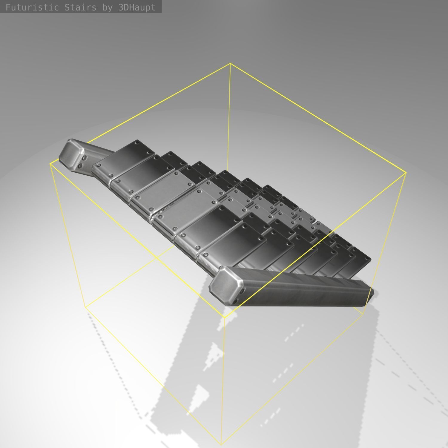 Futuristic Stairs - 15 - Basic Textures Low-poly 3D model_17