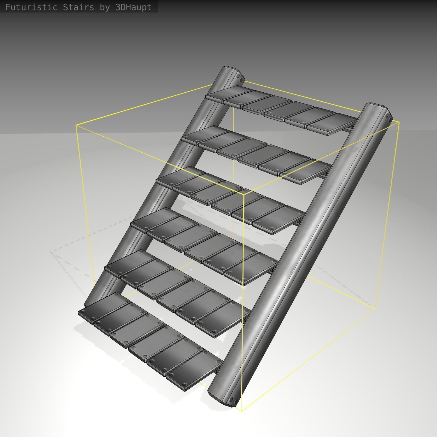 Futuristic Stairs - 15 - Basic Textures Low-poly 3D model_7