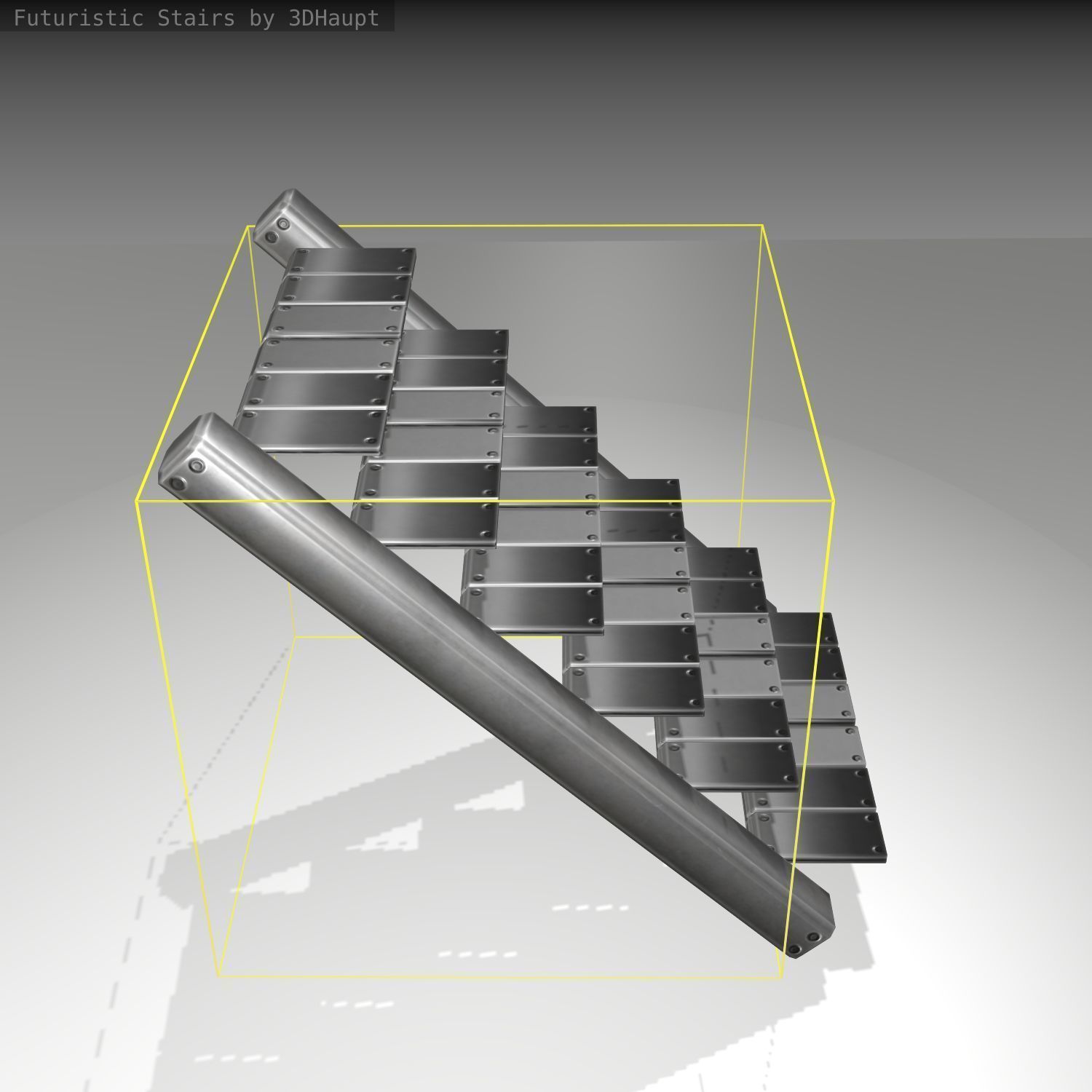 Futuristic Stairs - 15 - Basic Textures Low-poly 3D model_4