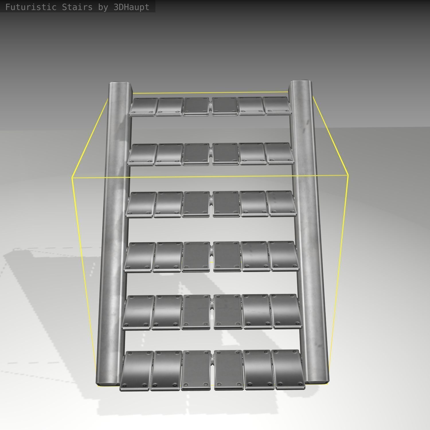 Futuristic Stairs - 15 - Basic Textures Low-poly 3D model_6