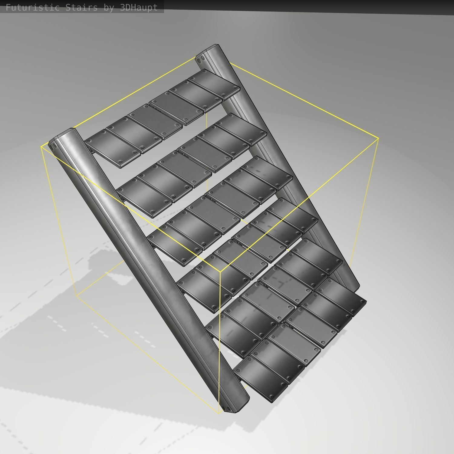 Futuristic Stairs - 15 - Basic Textures Low-poly 3D model_18