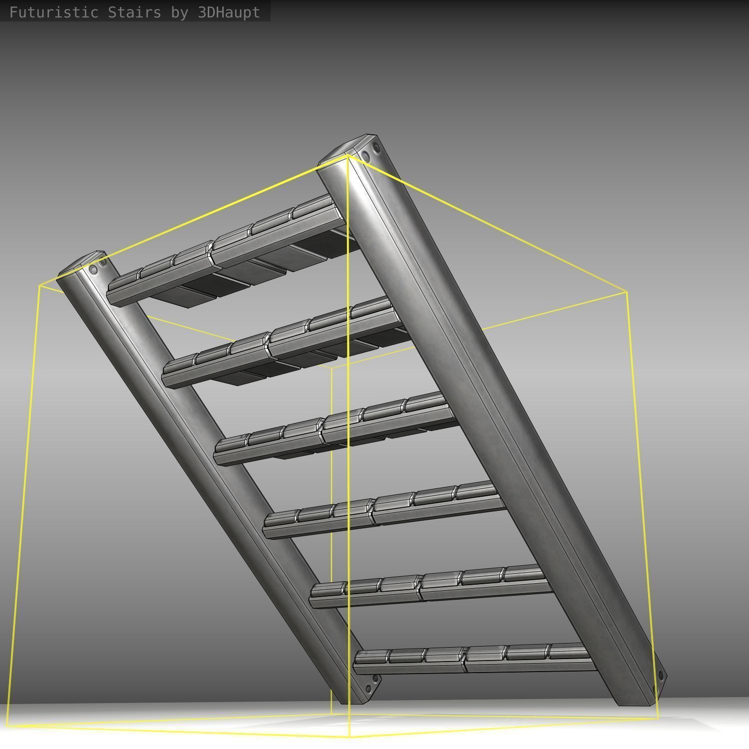 Futuristic Stairs - 15 - Basic Textures Low-poly 3D model_20