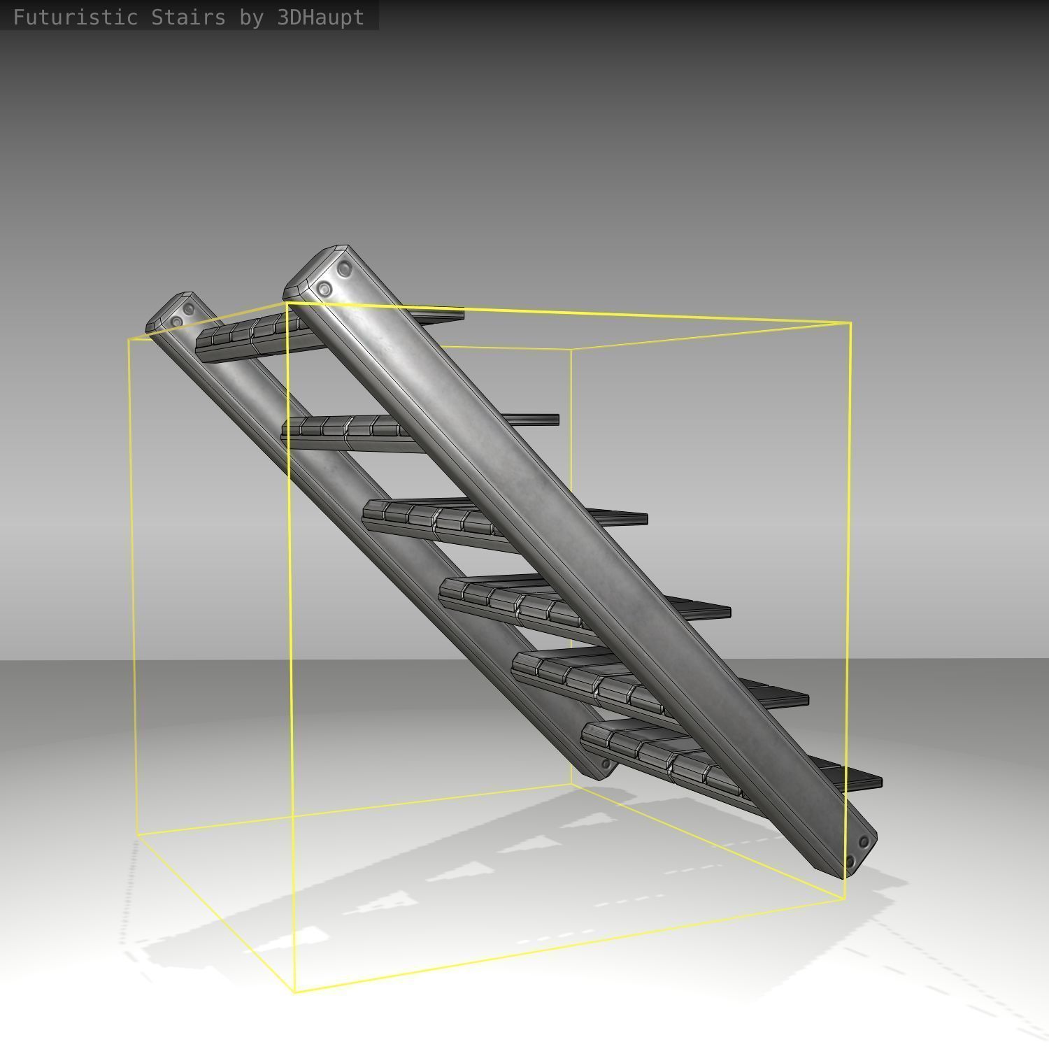Futuristic Stairs - 15 - Basic Textures Low-poly 3D model_11