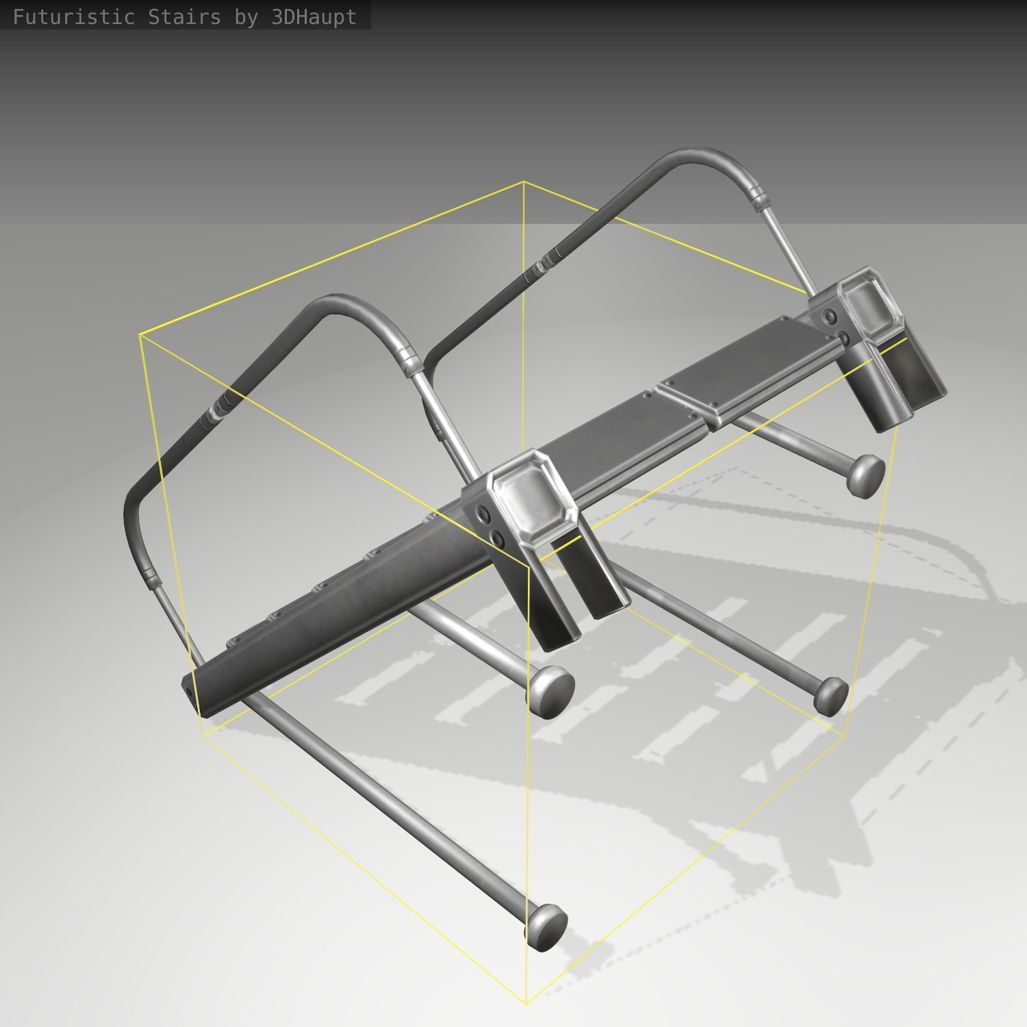 Futuristic Stairs - 17 - Basic Textures Low-poly 3D model_1